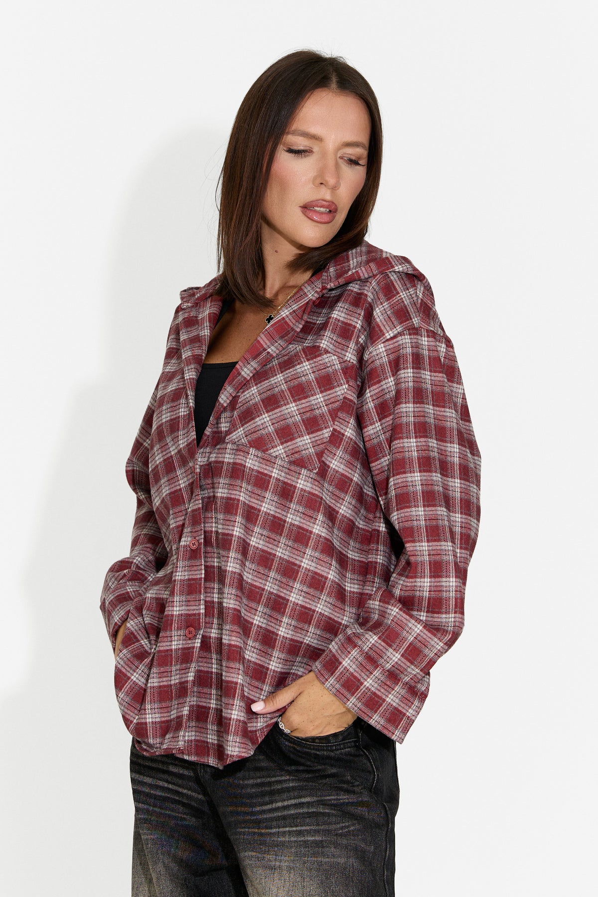 Camasa dama casual burgundy Venrita Bogas