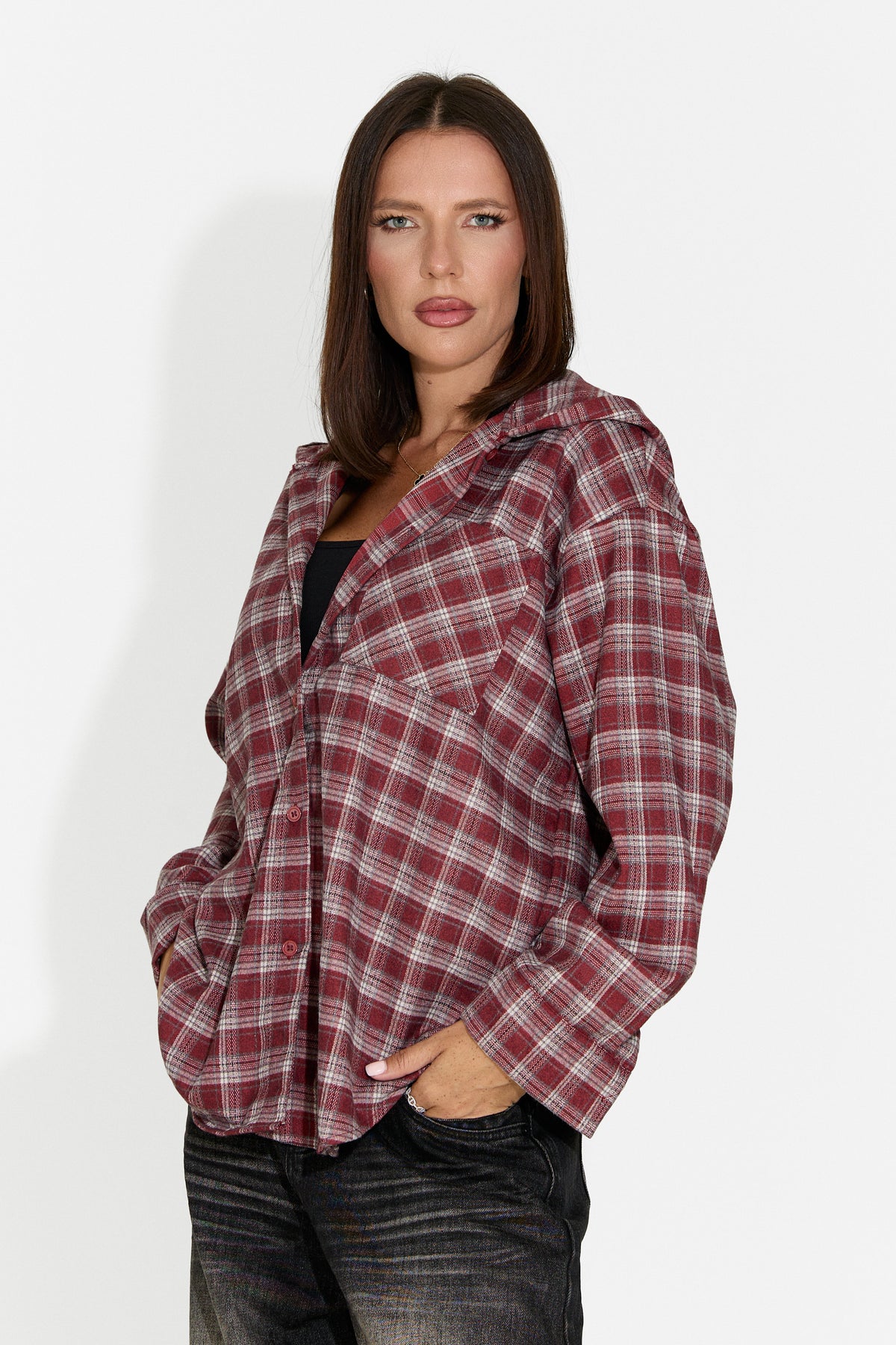Camasa dama casual burgundy Venrita Bogas