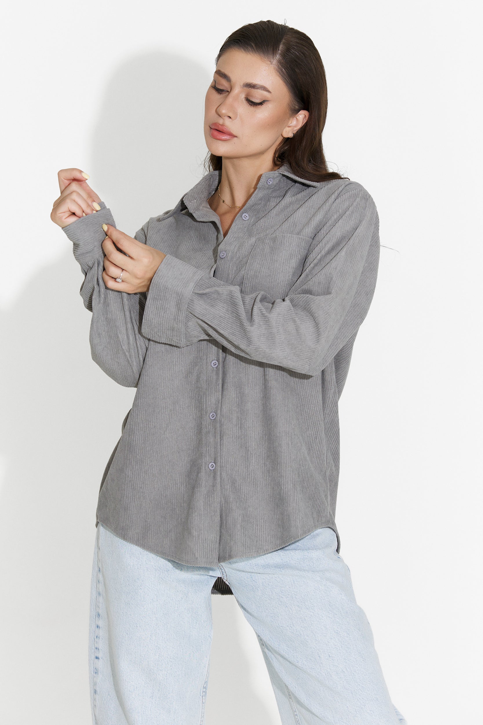 Camasa dama casual gri Deliora Bogas
