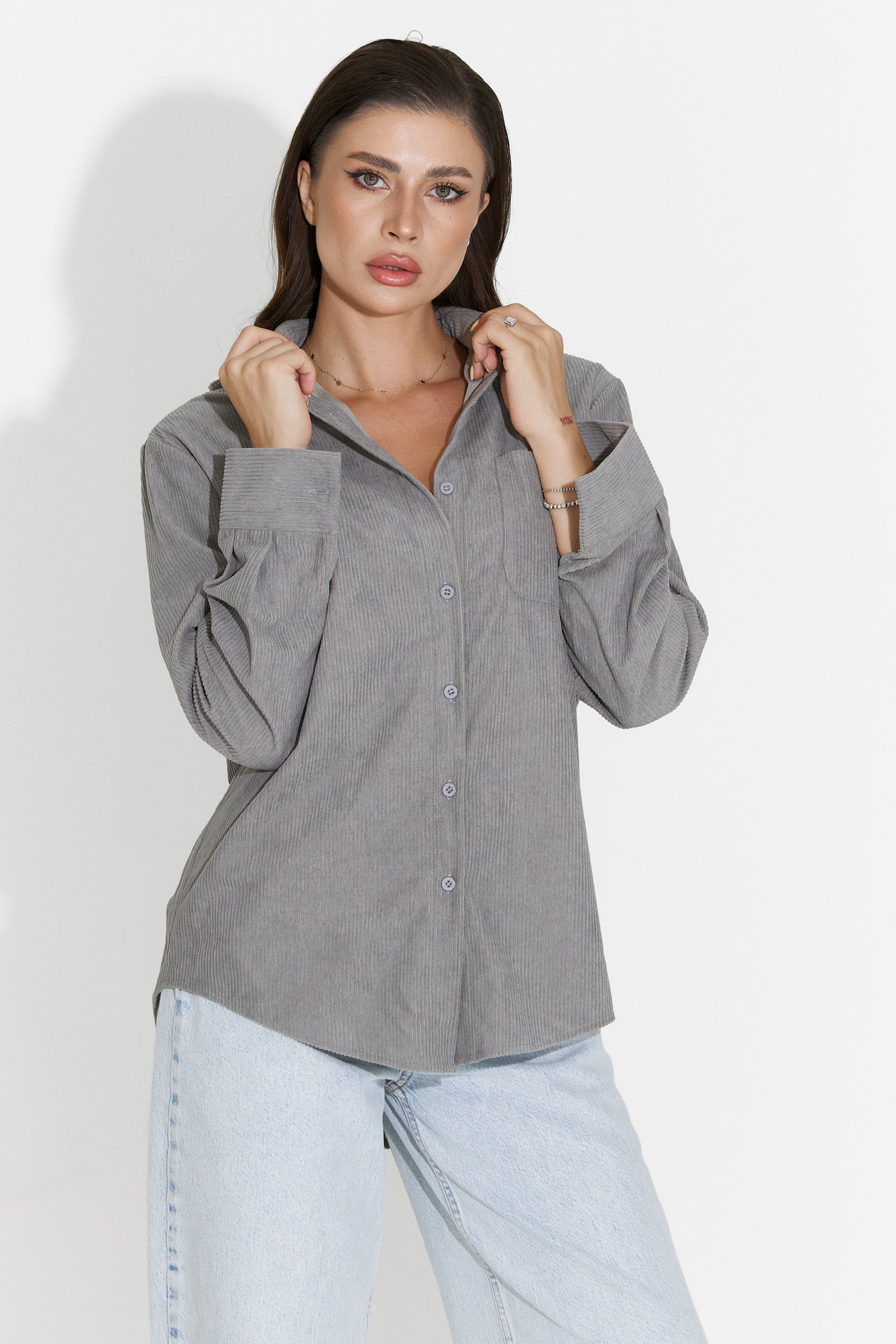 Camasa dama casual gri Deliora Bogas
