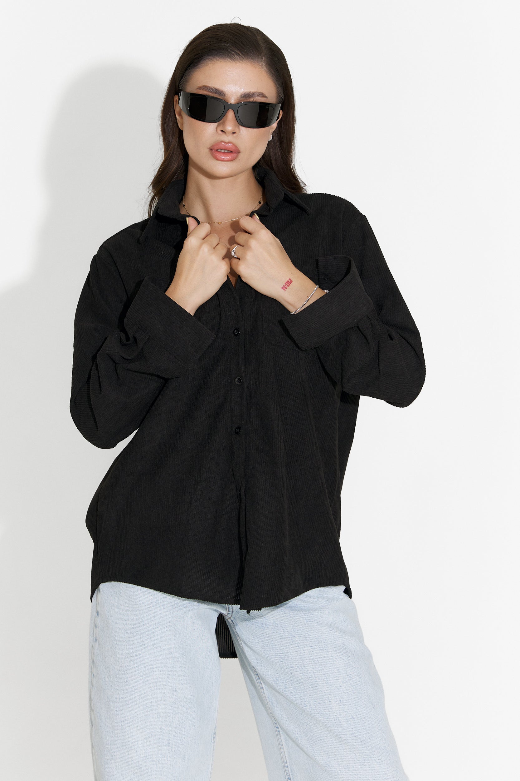 Camasa dama casual neagra Deliora Bogas