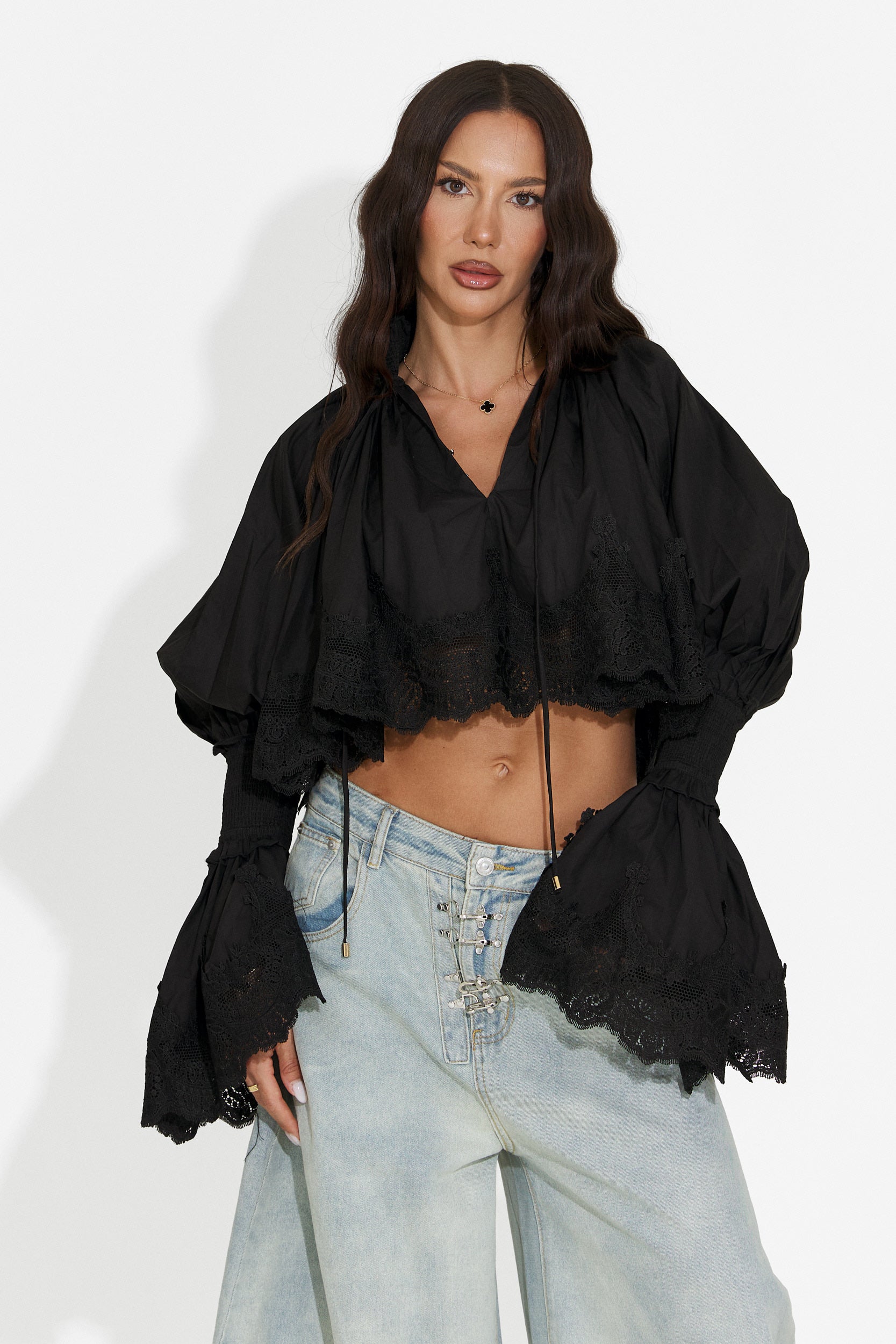 Camasa dama casual neagra Etihoma Bogas