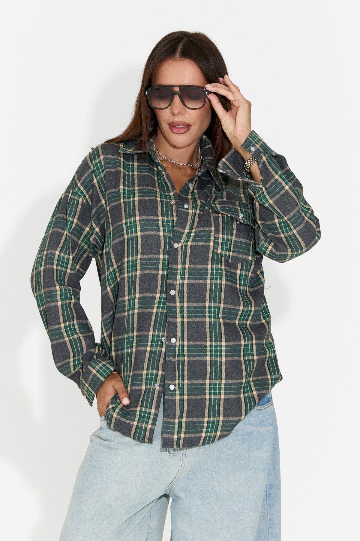 Camasa dama casual verde inchis Importas Bogas, imaginea 2 din 7