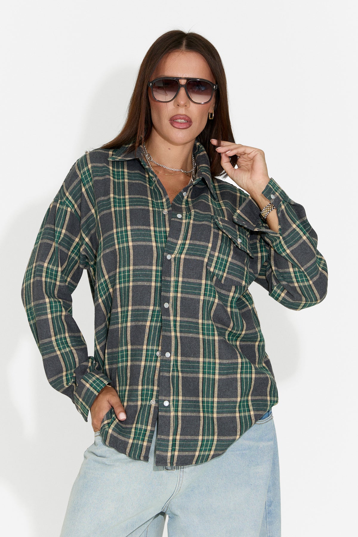 Camasa dama casual verde inchis Importas Bogas, imaginea 1 din 7