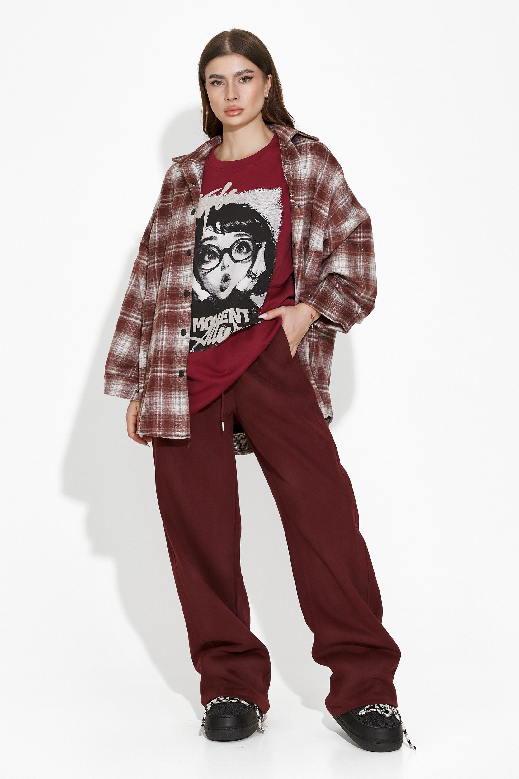 Camasa dama casual burgundy Luize Bogas