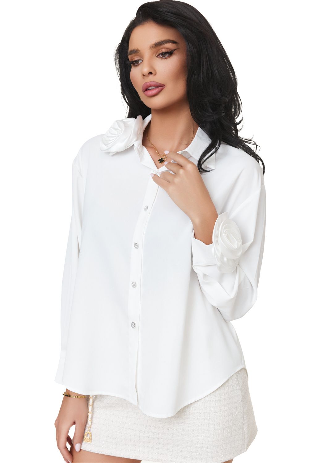 Alegelia Bogas elegant white ladies shirt