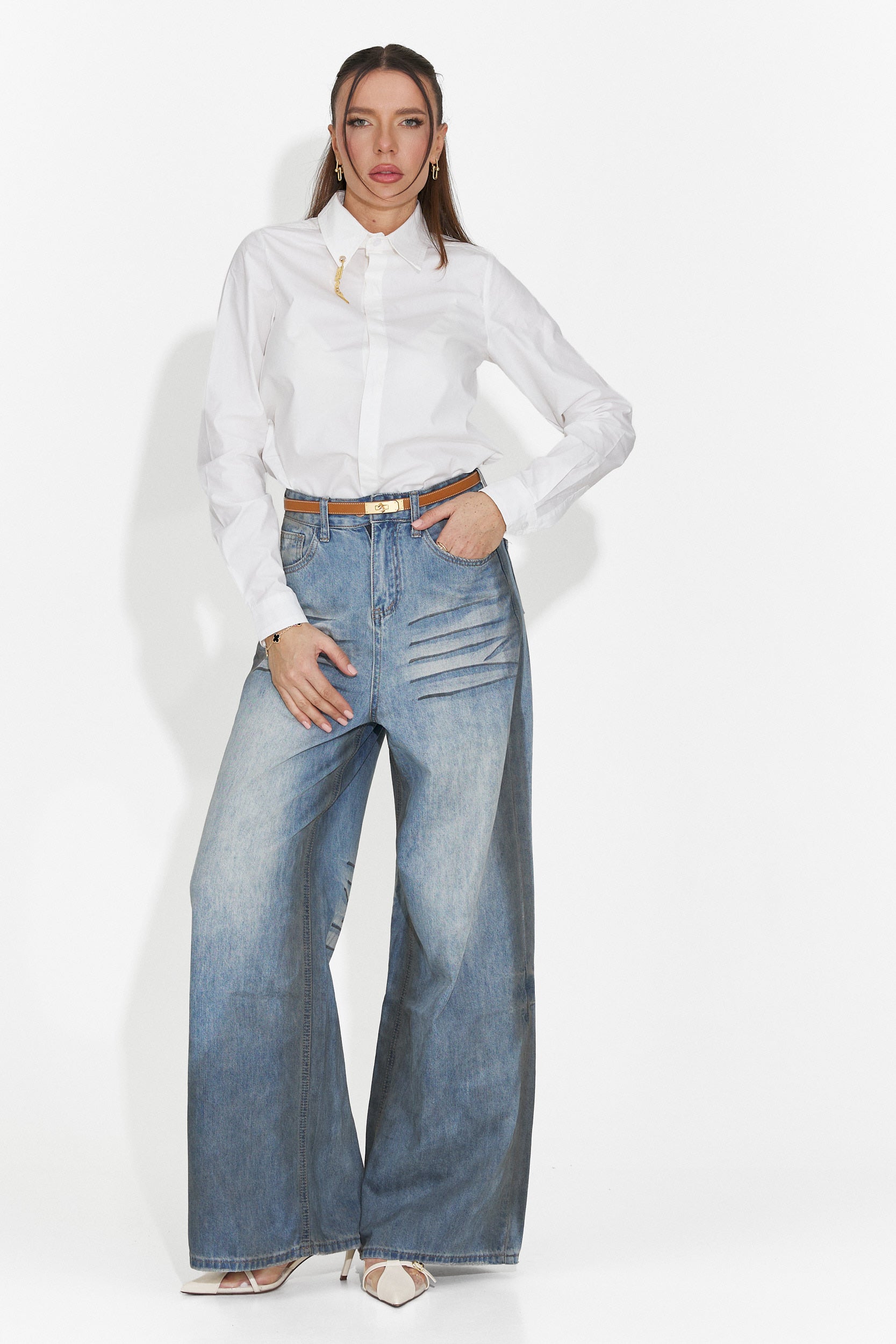 Camasa dama eleganta alba Jetie Bogas