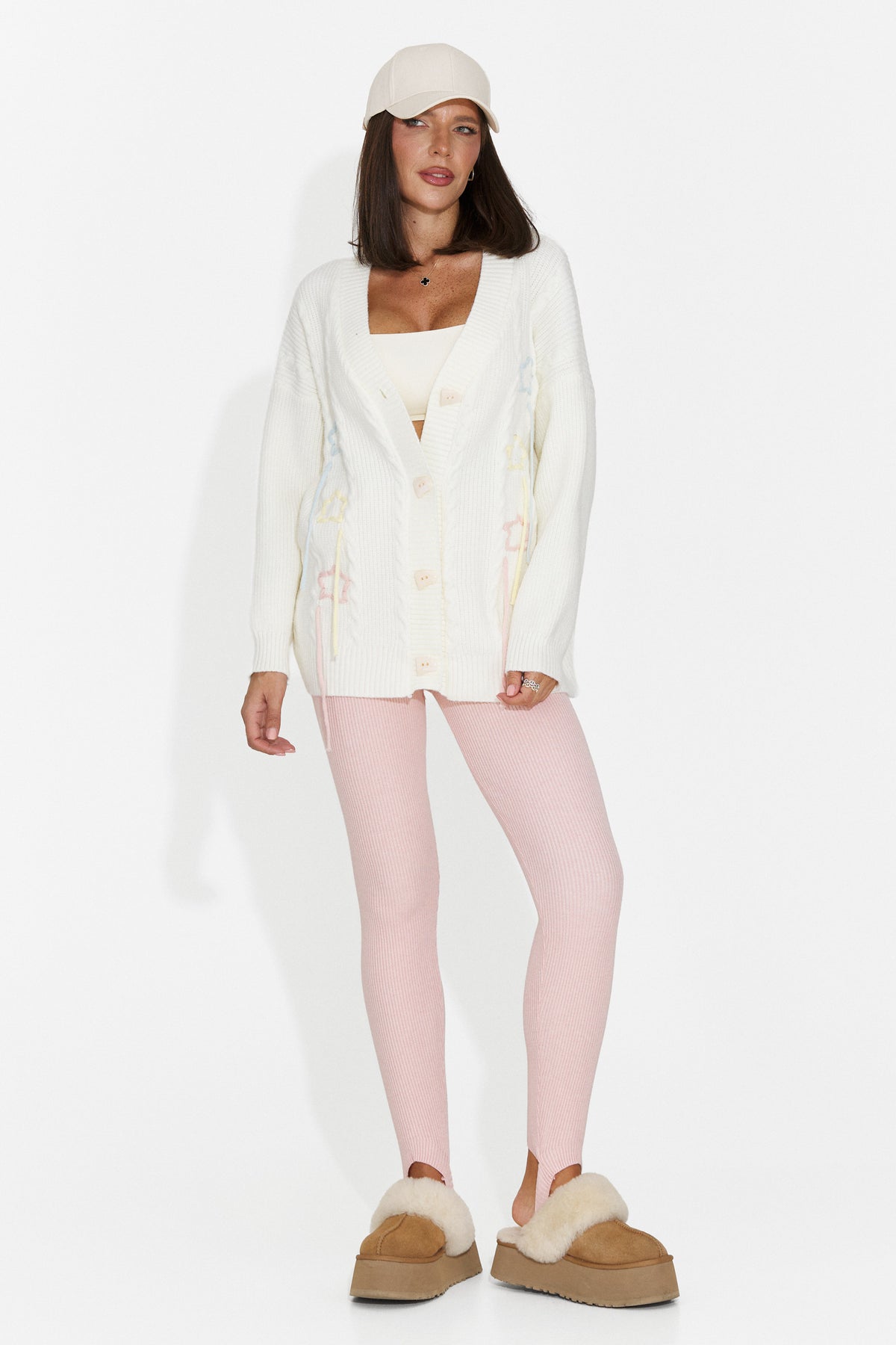 Cardigan casual alb Kemivaora Bogas