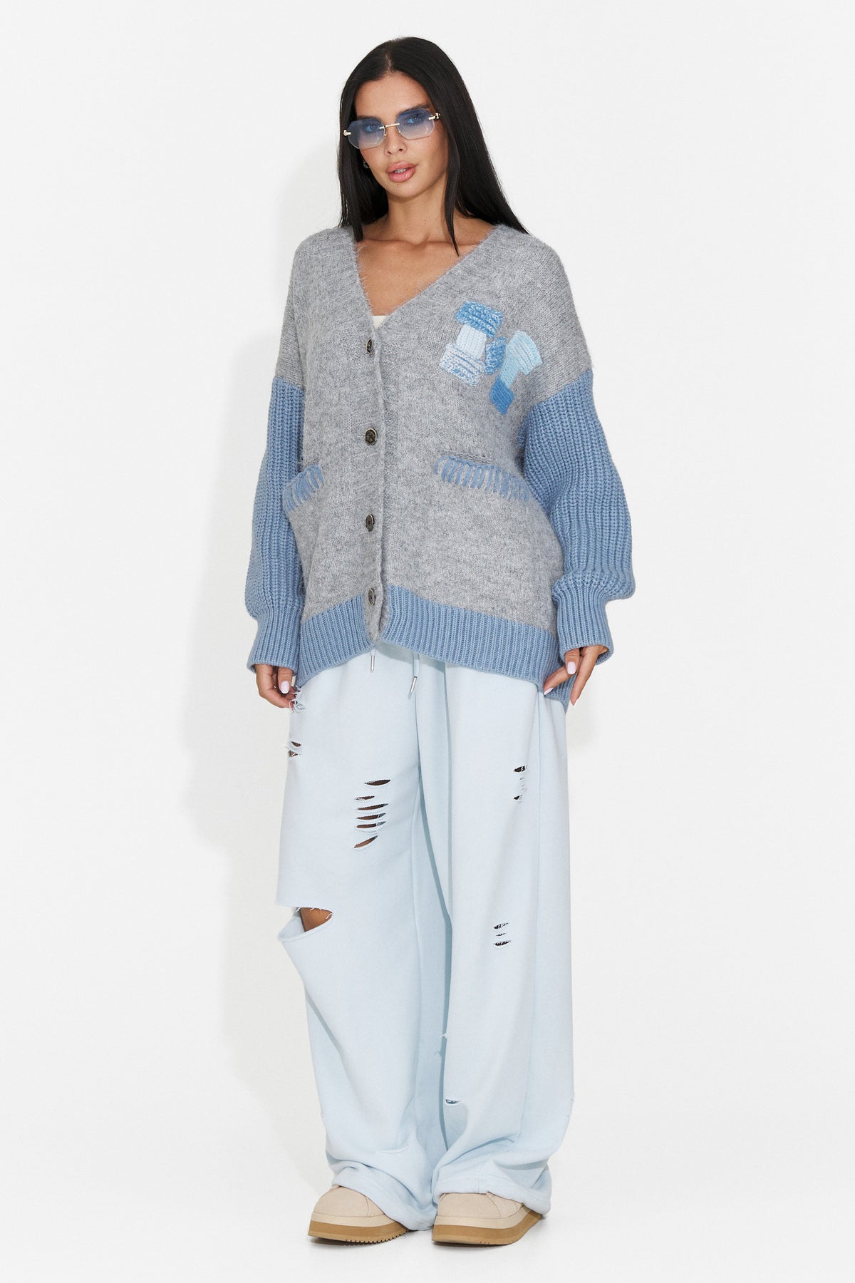 Cardigan casual bleu Lylyra Bogas