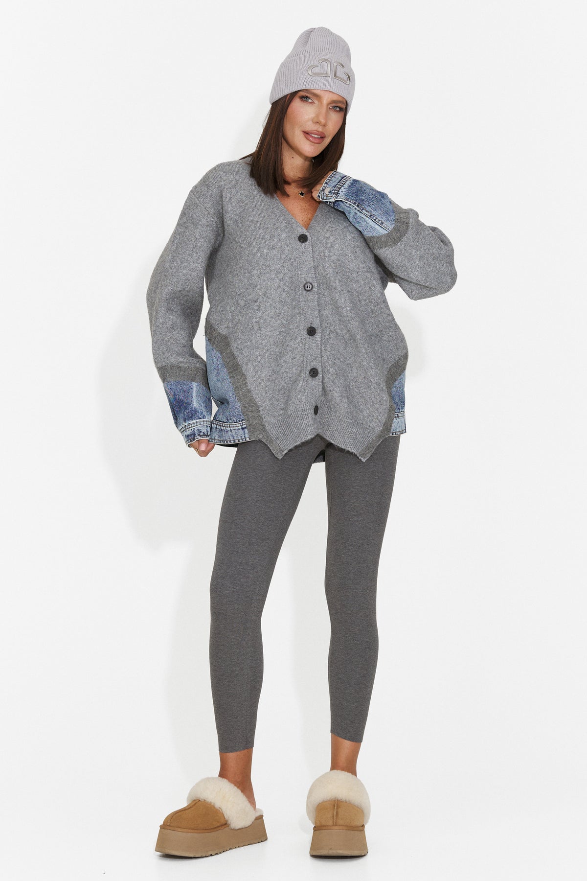 Colanti casual gri inchis Pruzena Bogas