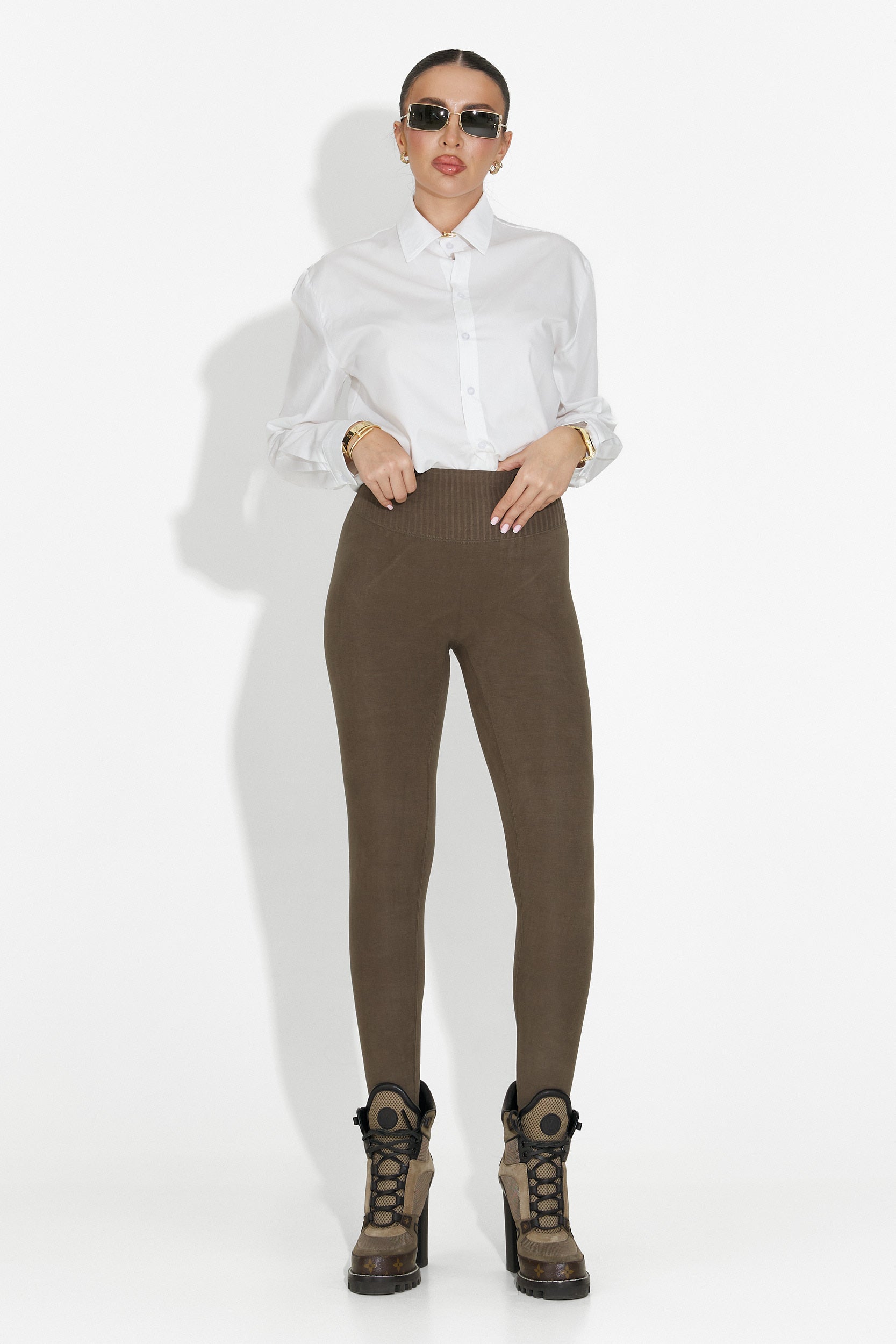 Michelina Bogas Warm Compression Tights in Khaki