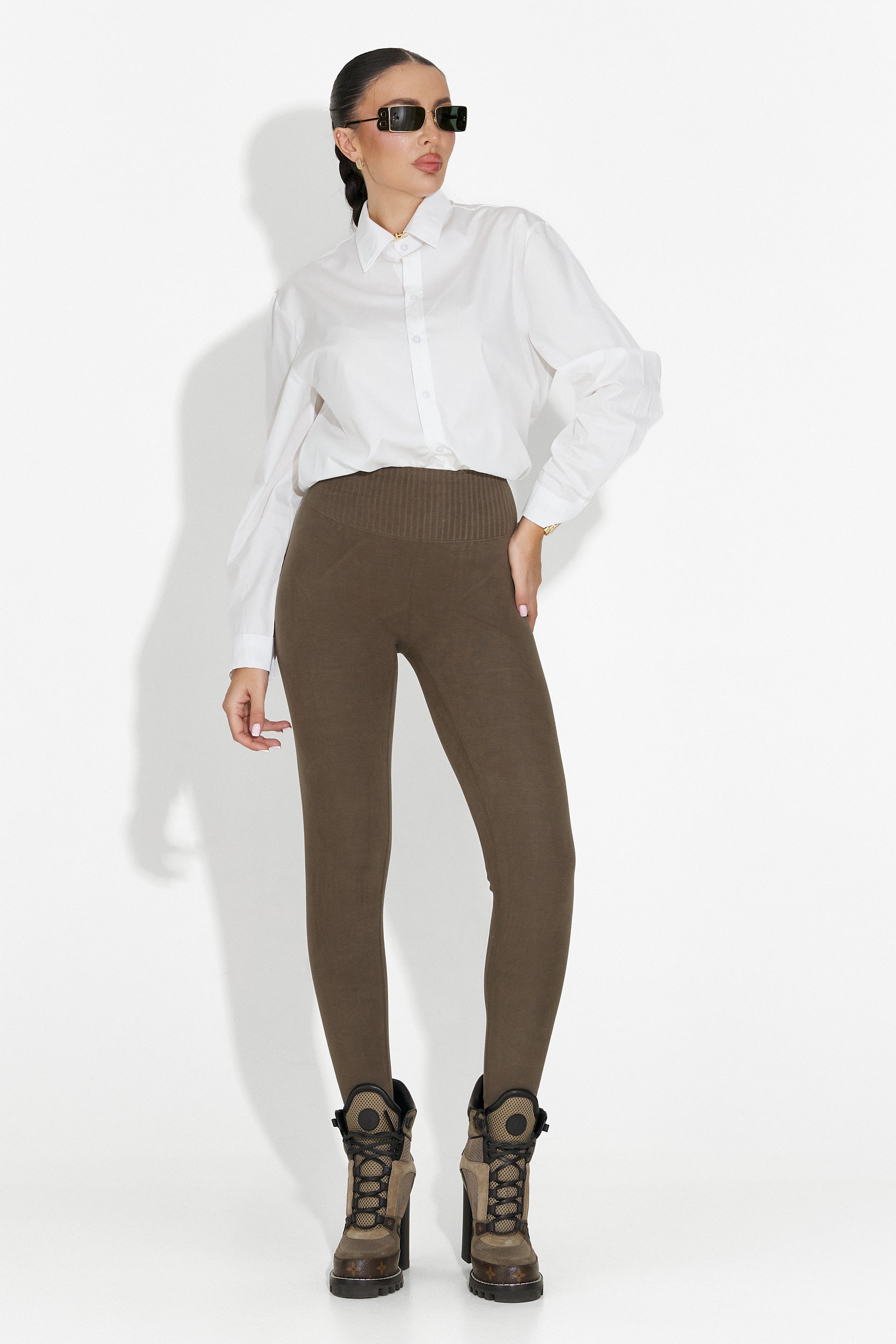 Michelina Bogas Warm Compression Tights in Khaki