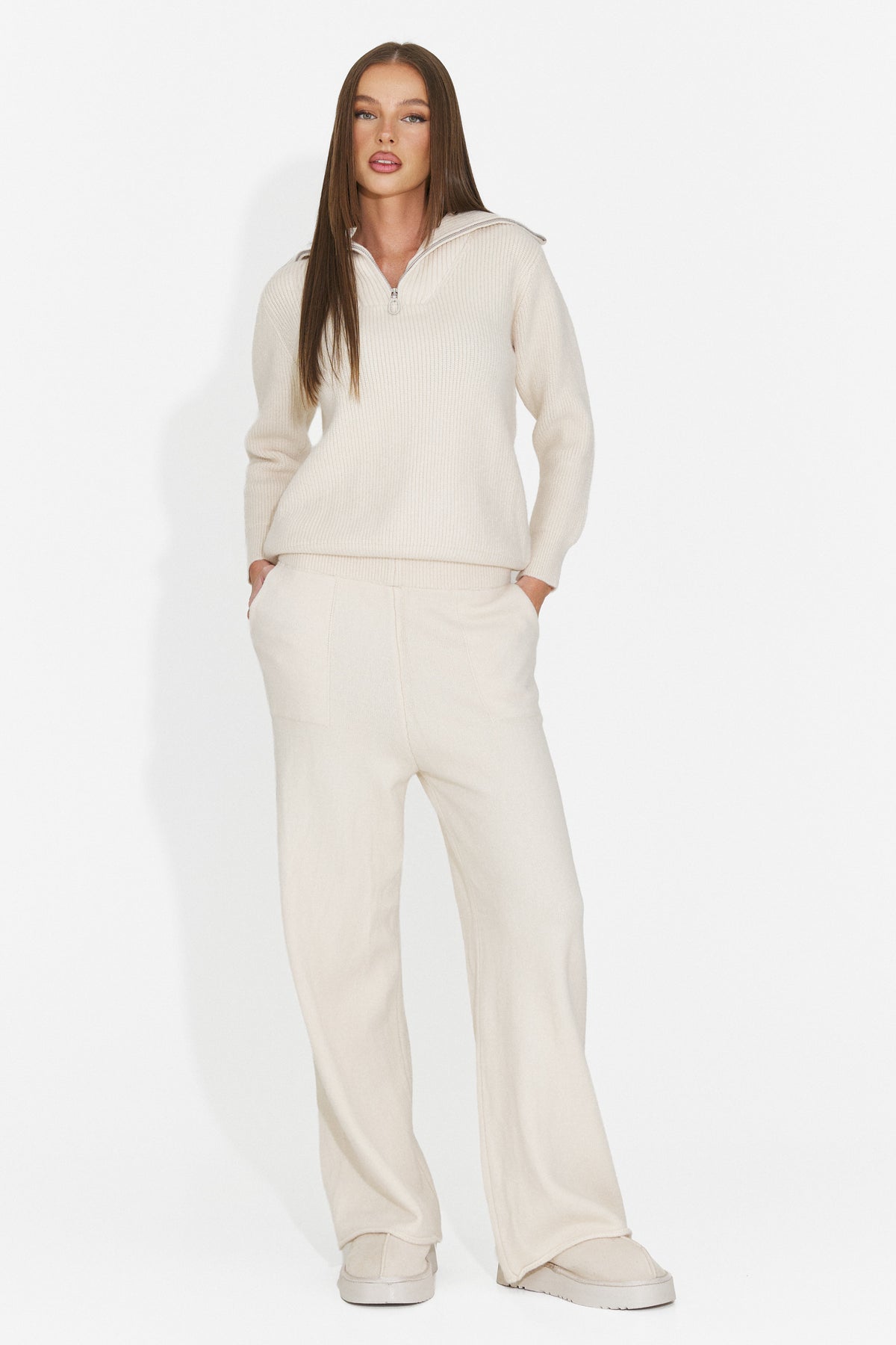 Compleu casual crem Sviola Bogas