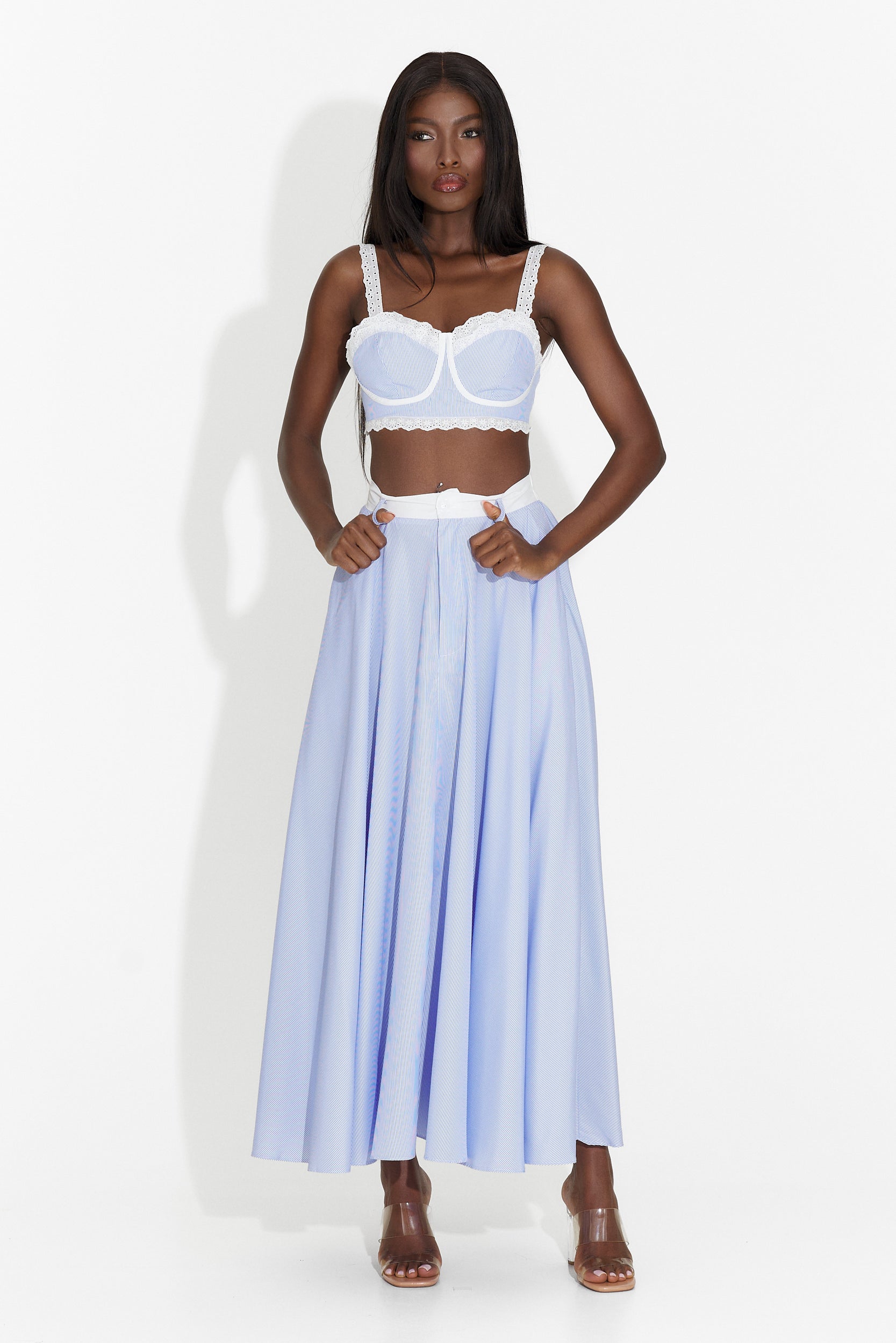 Suit with blue skirt Cloudis Bogas