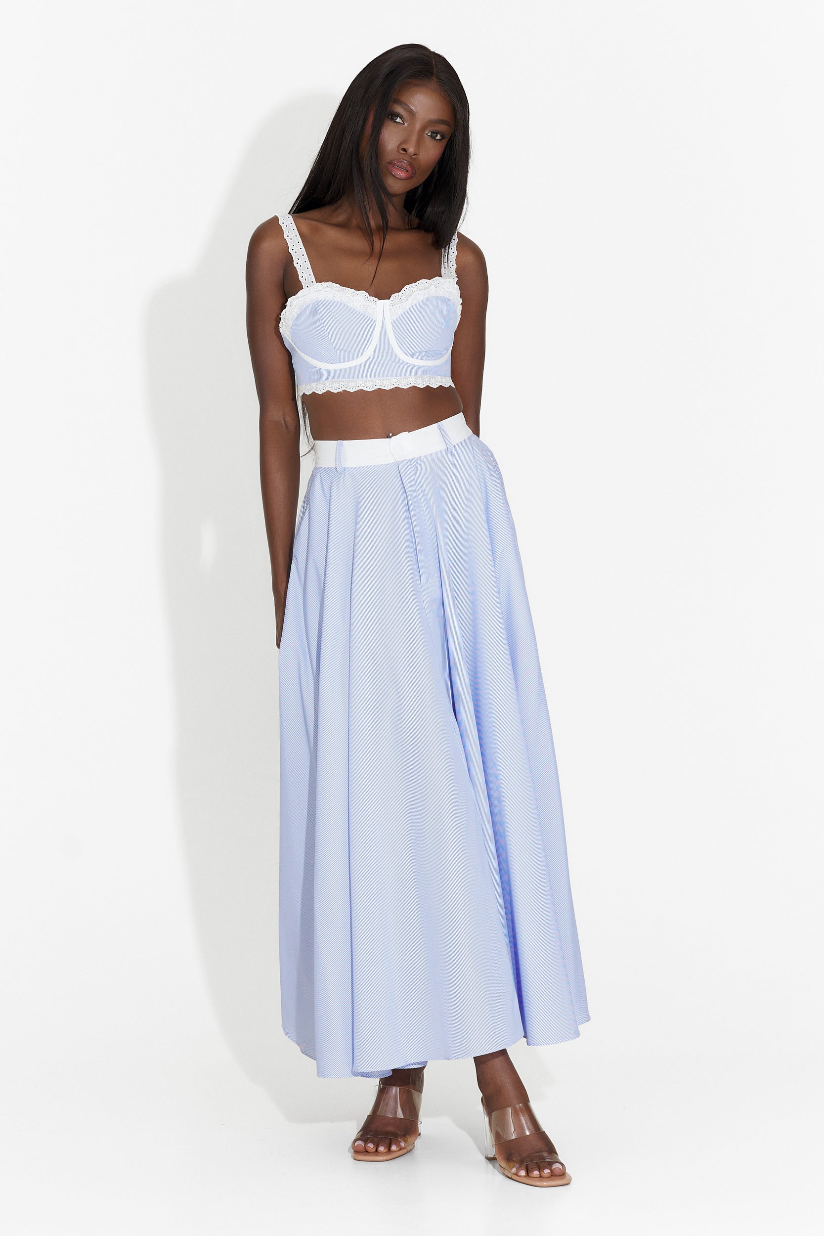 Suit with blue skirt Cloudis Bogas