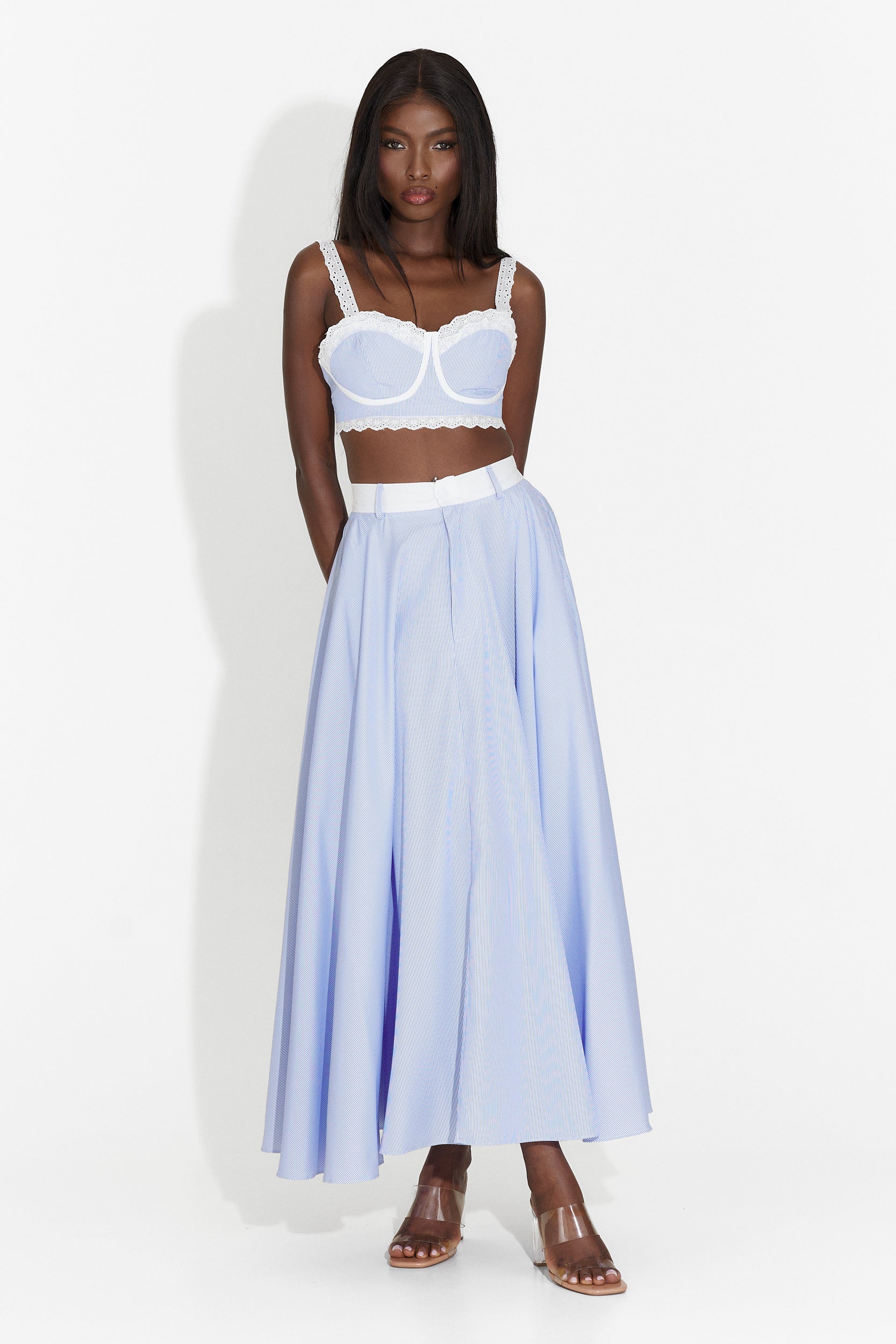 Suit with blue skirt Cloudis Bogas