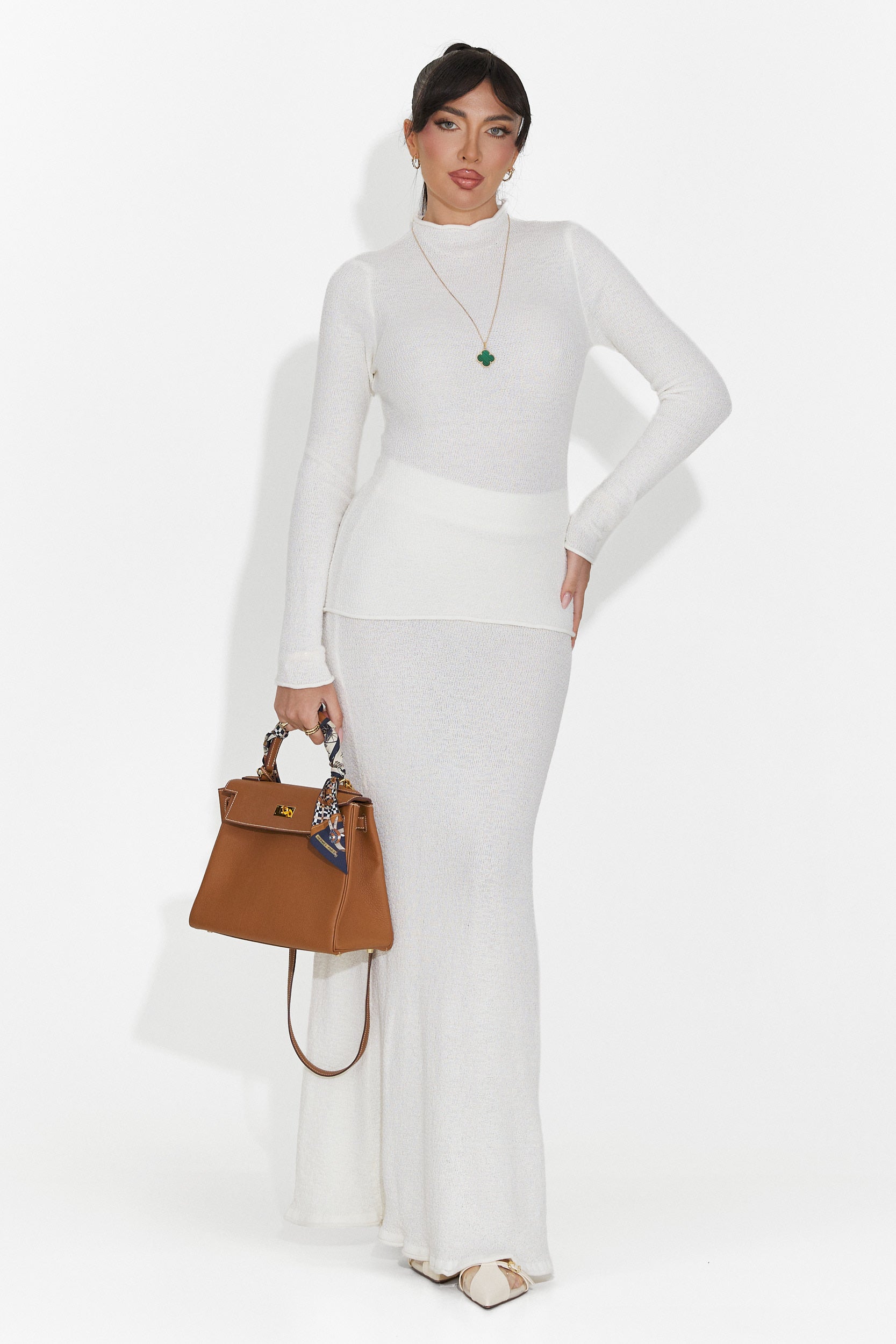 Compleu cu fusta casual alb Melonia Bogas