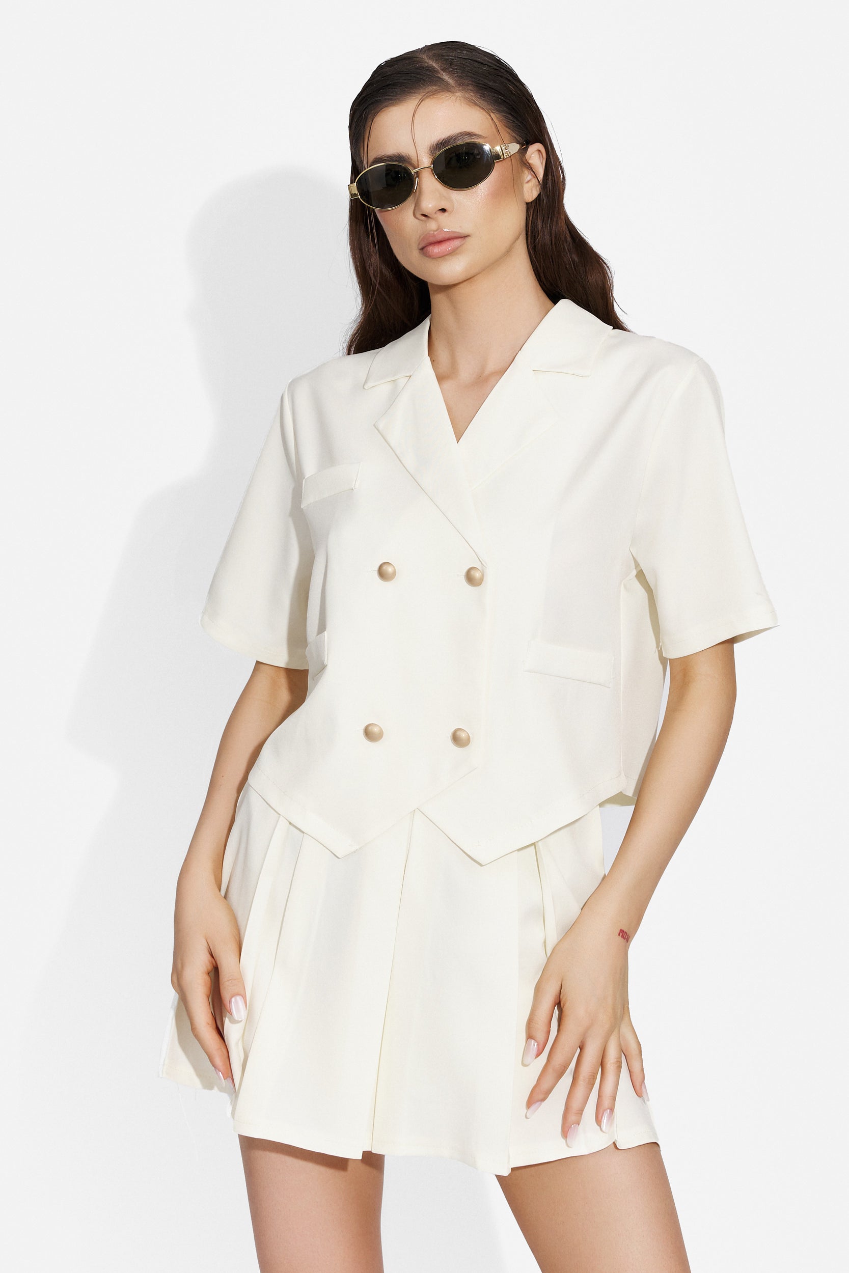 Elegant white skirt suit Fymata Bogas