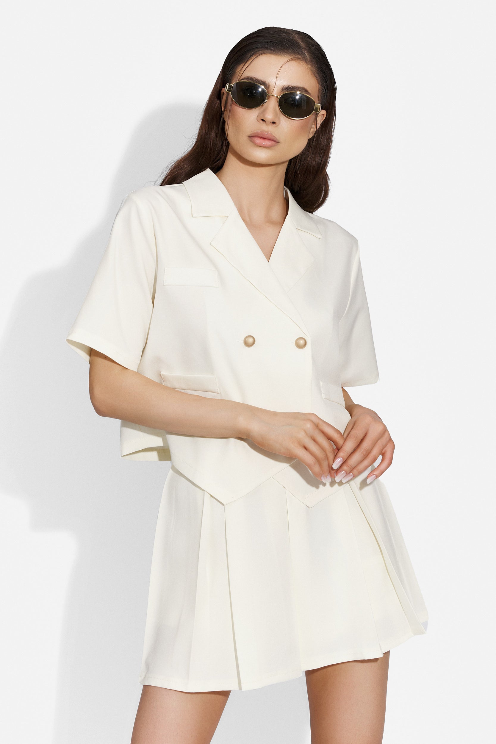 Elegant white skirt suit Fymata Bogas