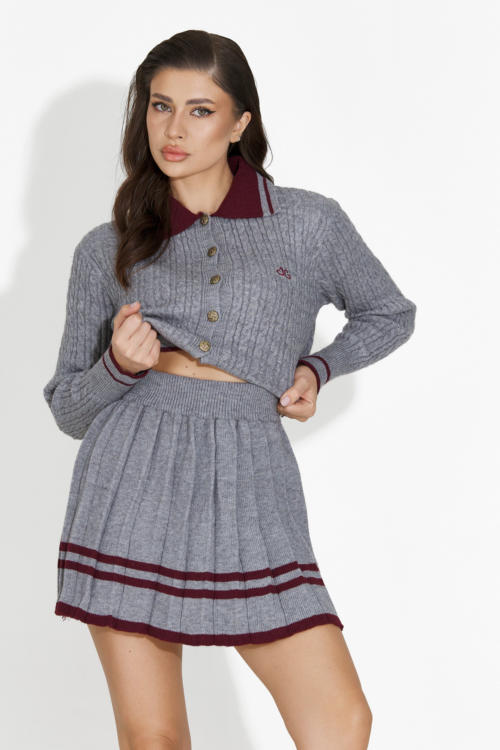 Compleu cu fusta gri Kendia Bogas