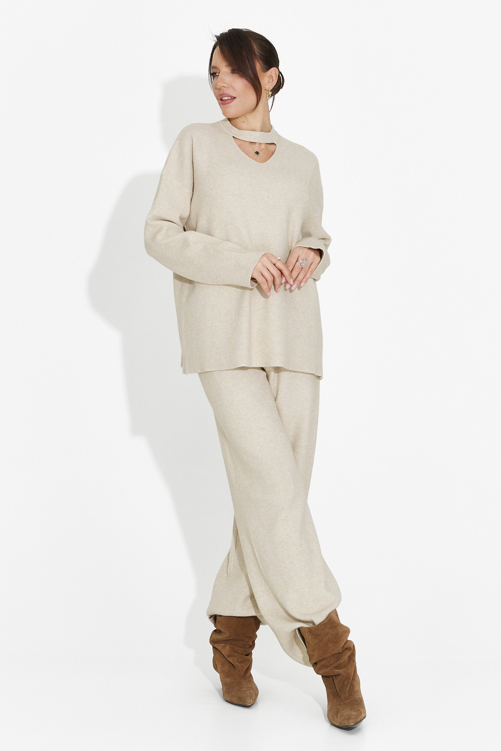 Beige Pants Set Kania Bogas