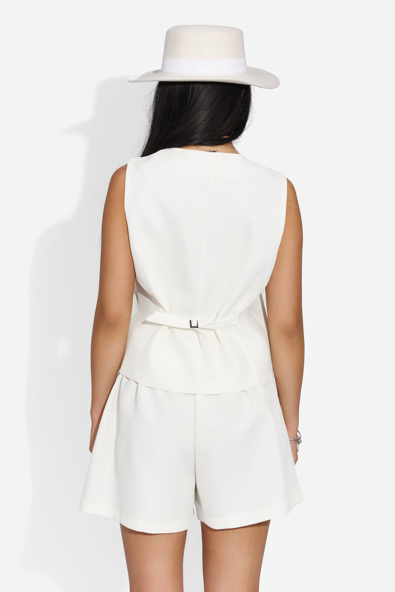 Oceanus Bogas elegant white women's trouser suit