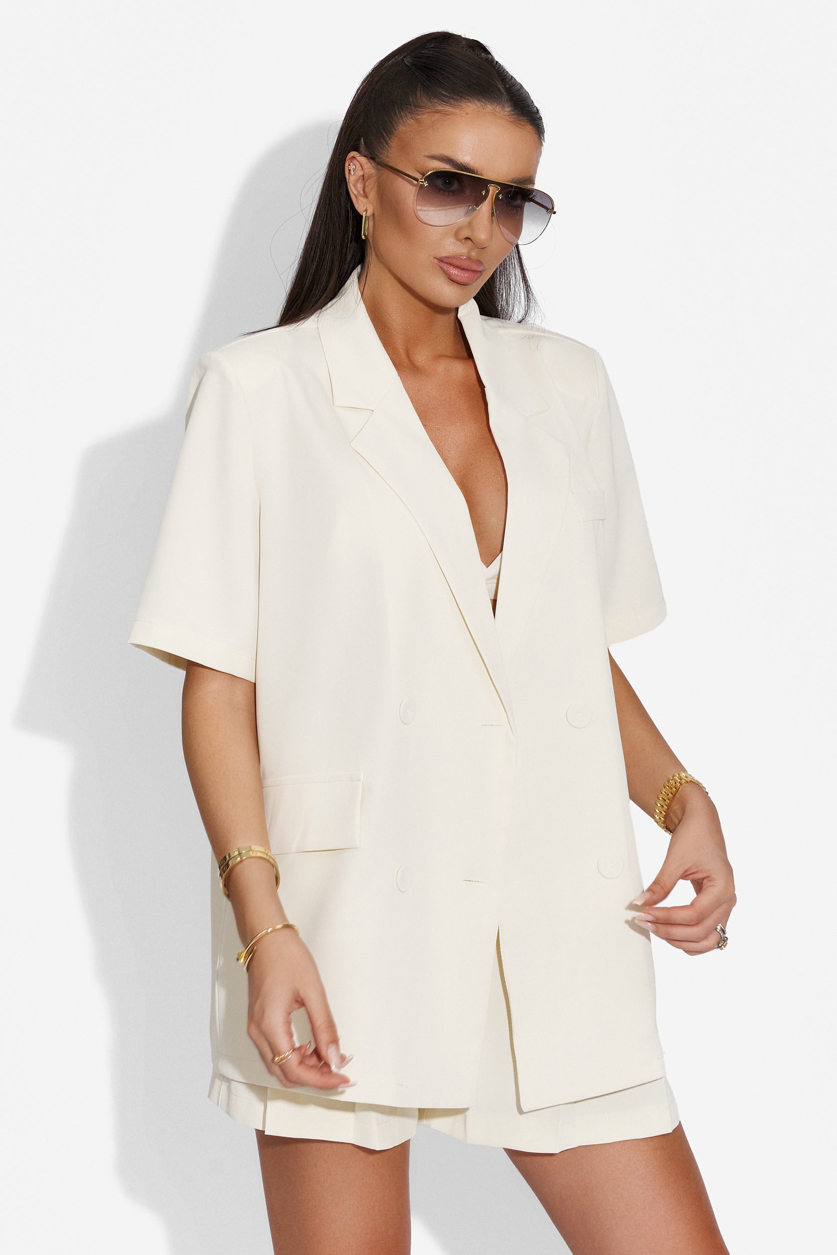 Compleu cu pantaloni dama casual alb Rorya Bogas