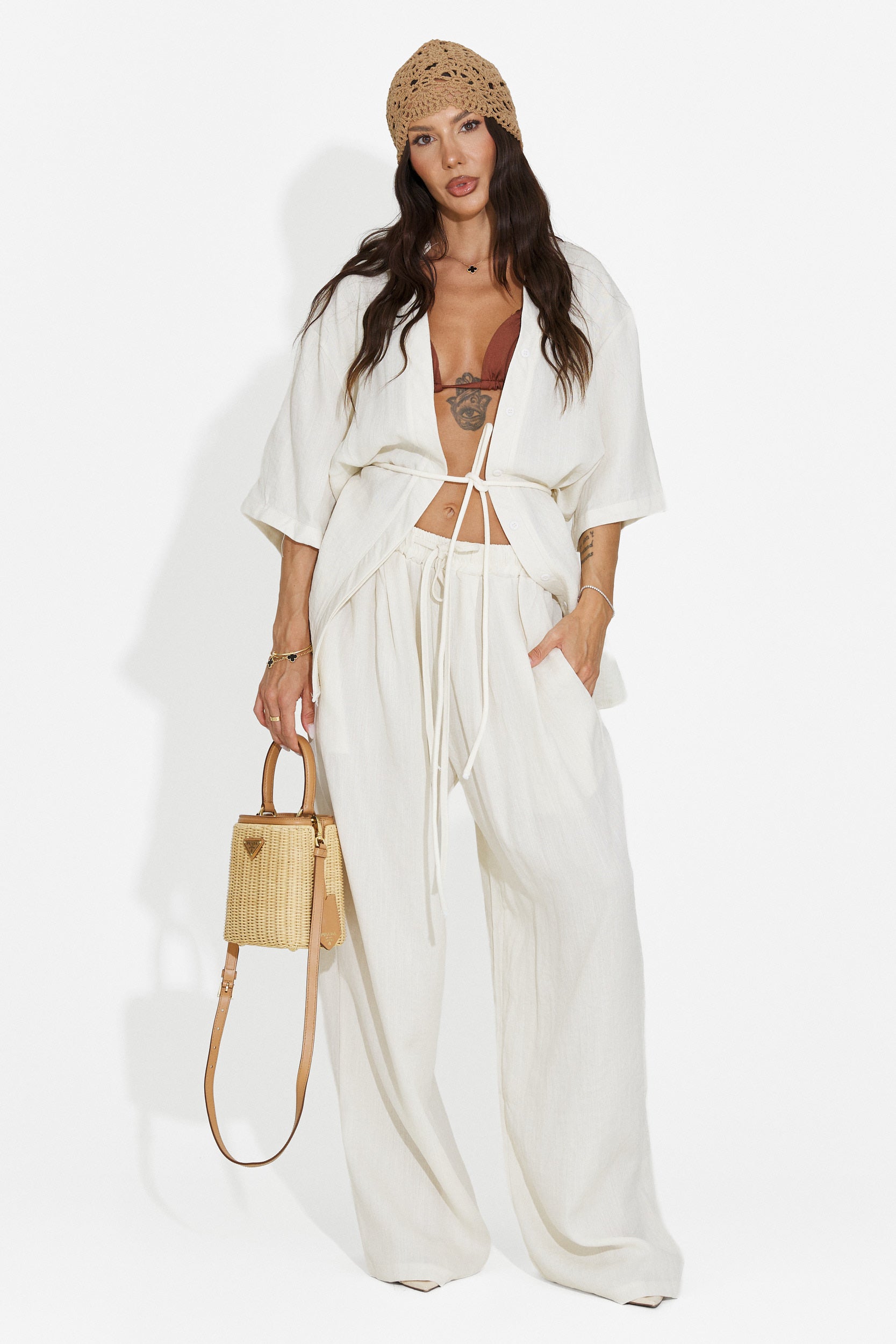 Compleu dama camasa + pantaloni bej Carolia Bogas