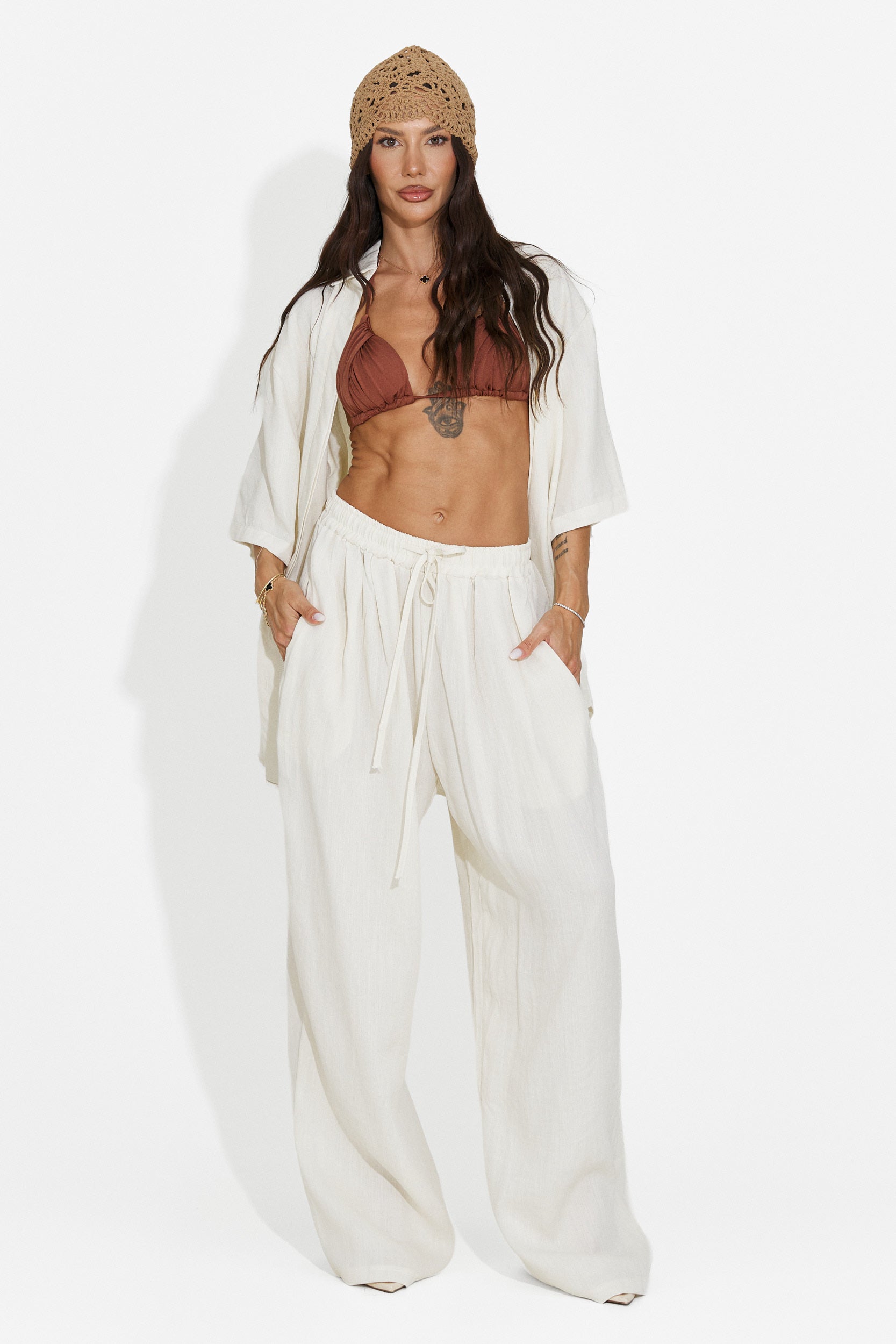 Compleu dama camasa + pantaloni bej Carolia Bogas