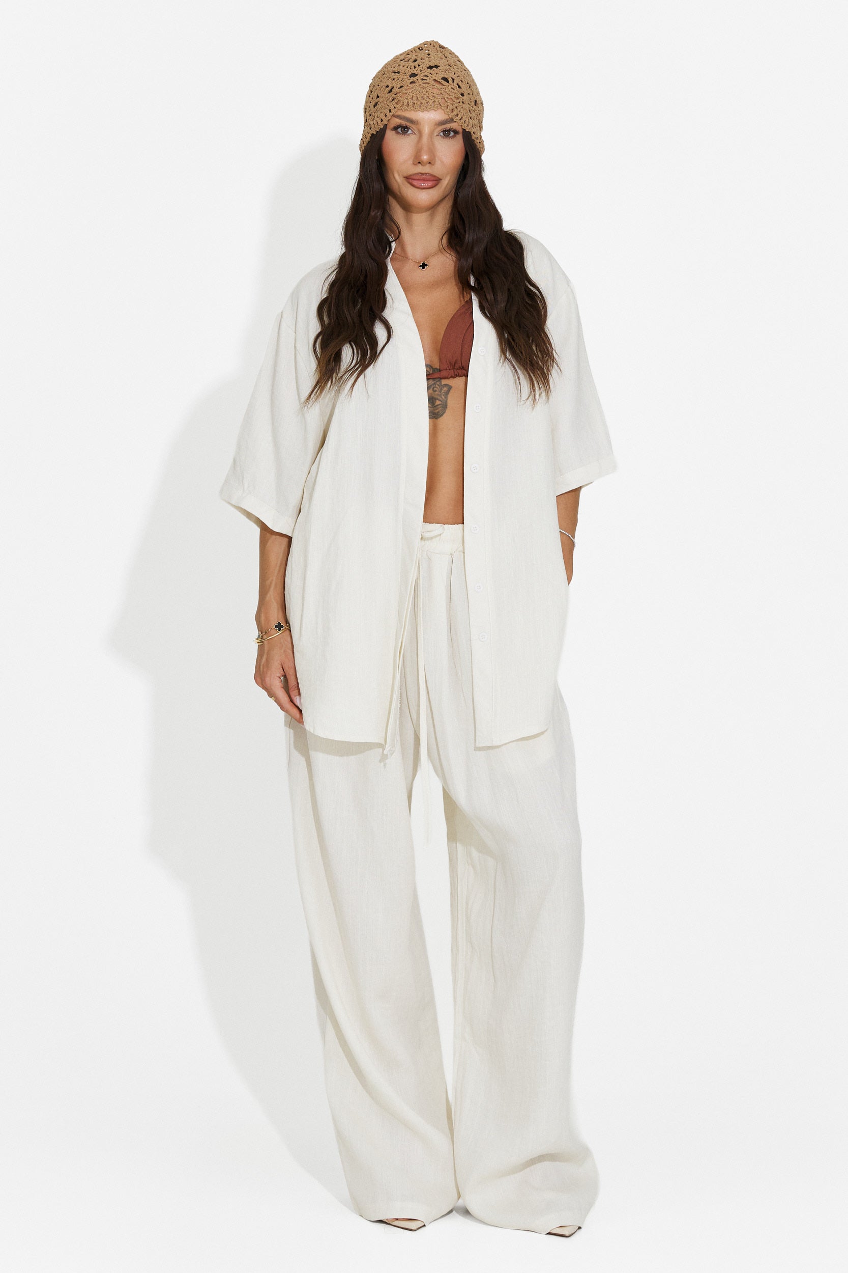 Compleu dama camasa + pantaloni bej Carolia Bogas