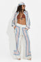 Compleu dama camasa + pantaloni + esarfa bleu Yalda Bogas