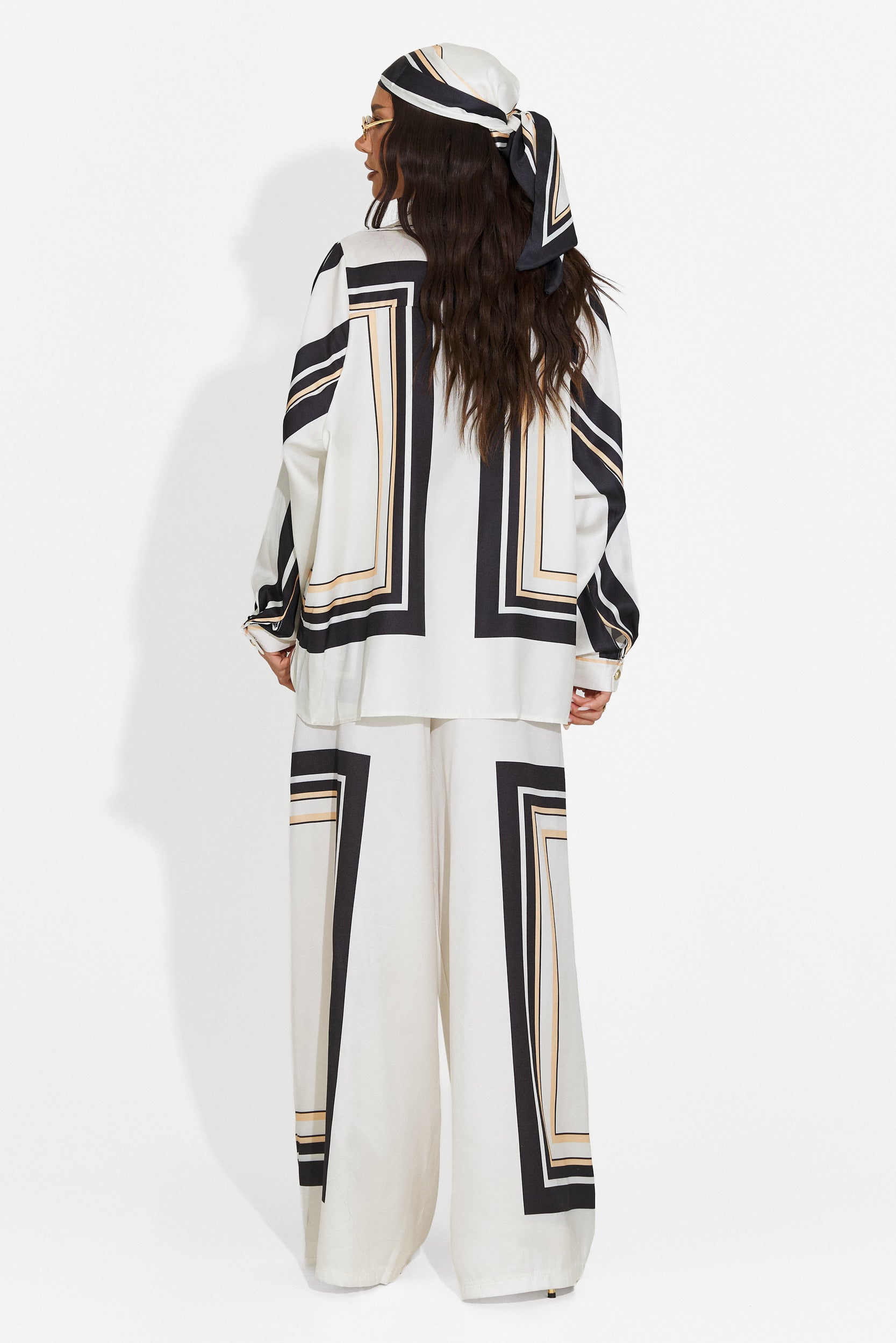 Compleu dama camasa + pantaloni + esarfa negru Yalda Bogas