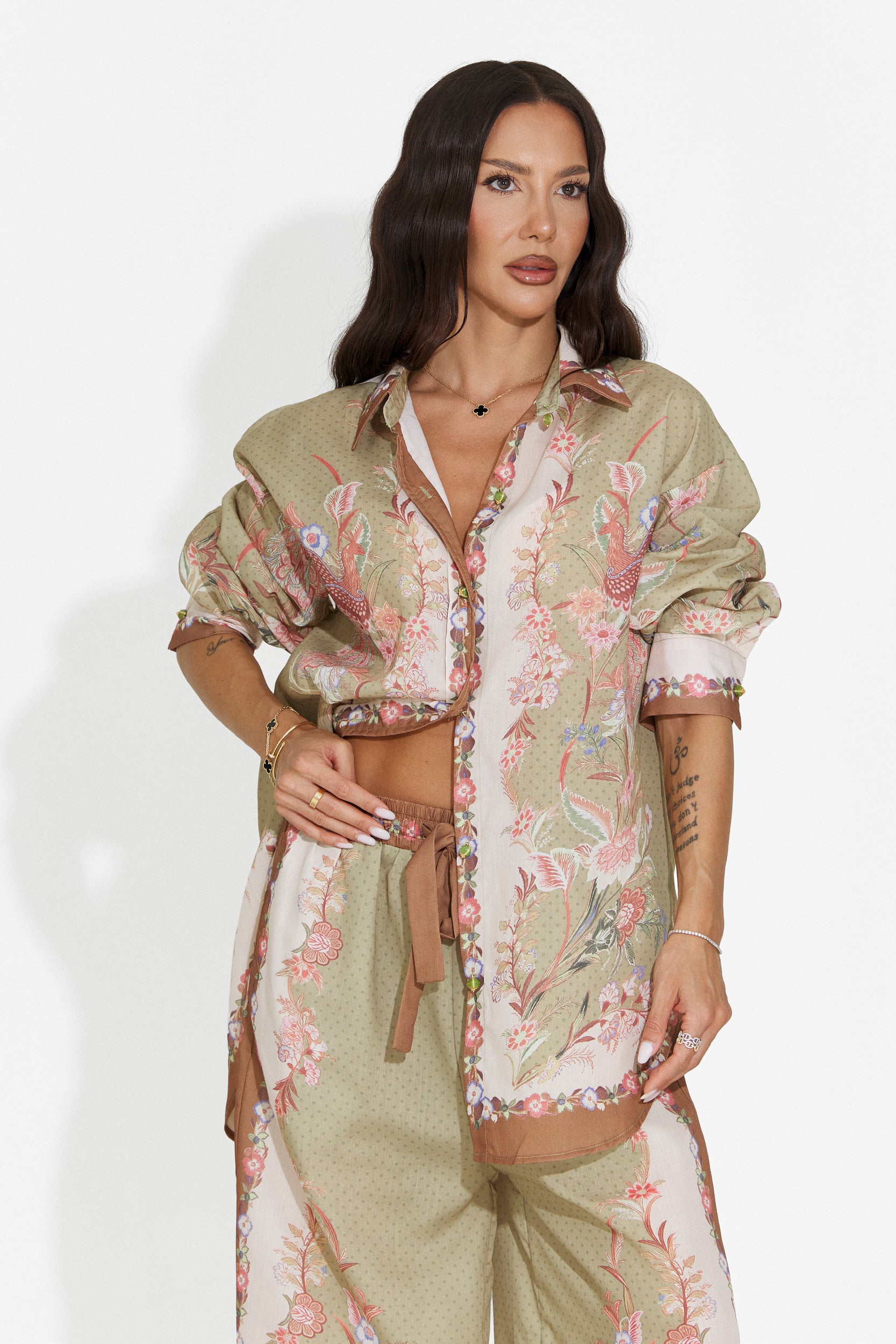 Compleu dama camasa + pantaloni verde Lazyra Bogas