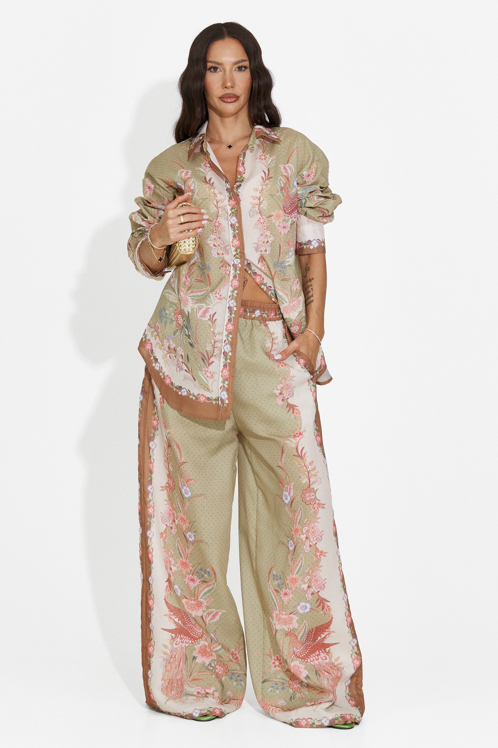 Compleu dama camasa + pantaloni verde Lazyra Bogas