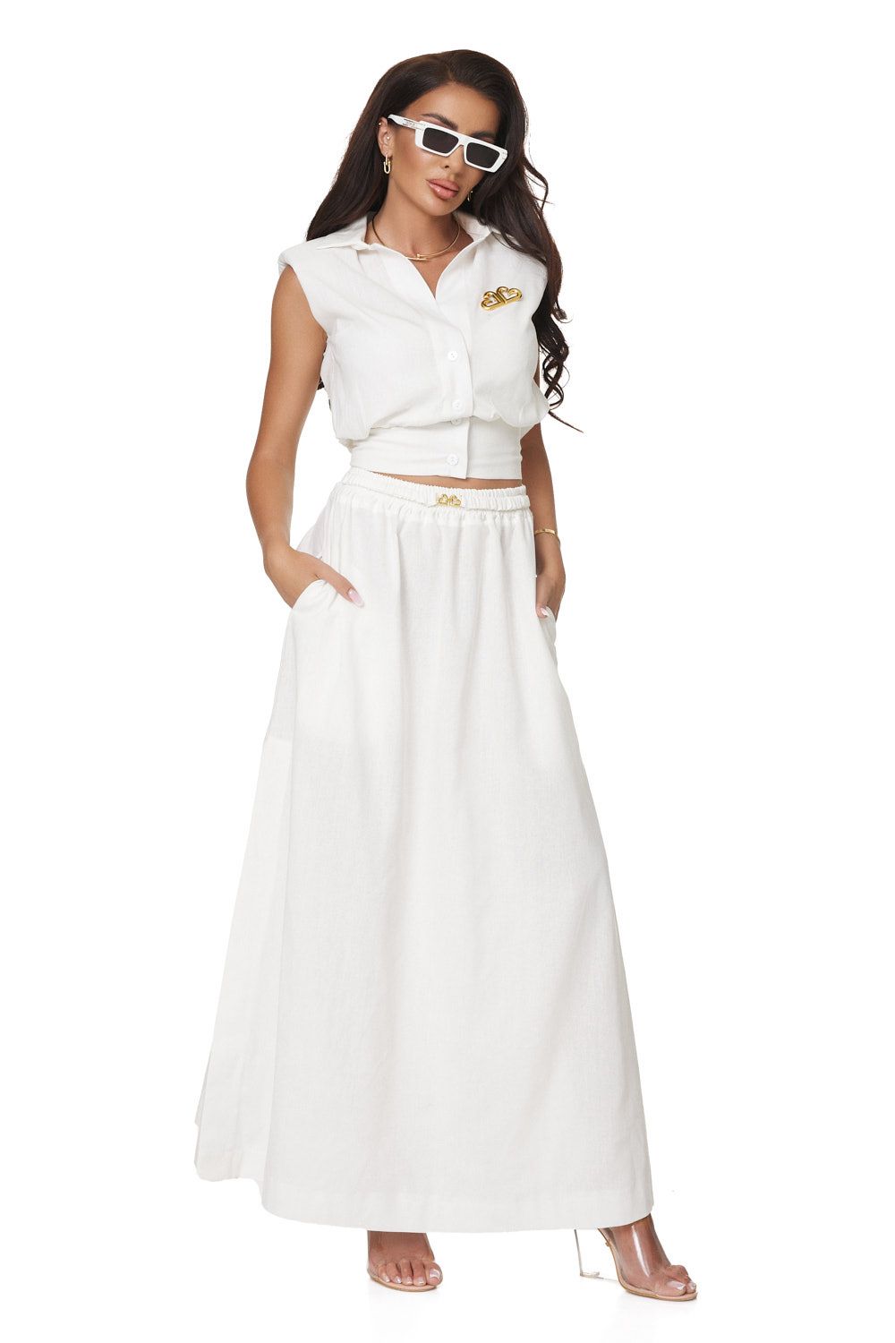 Compleu dama casual alb Ghislaine Bogas