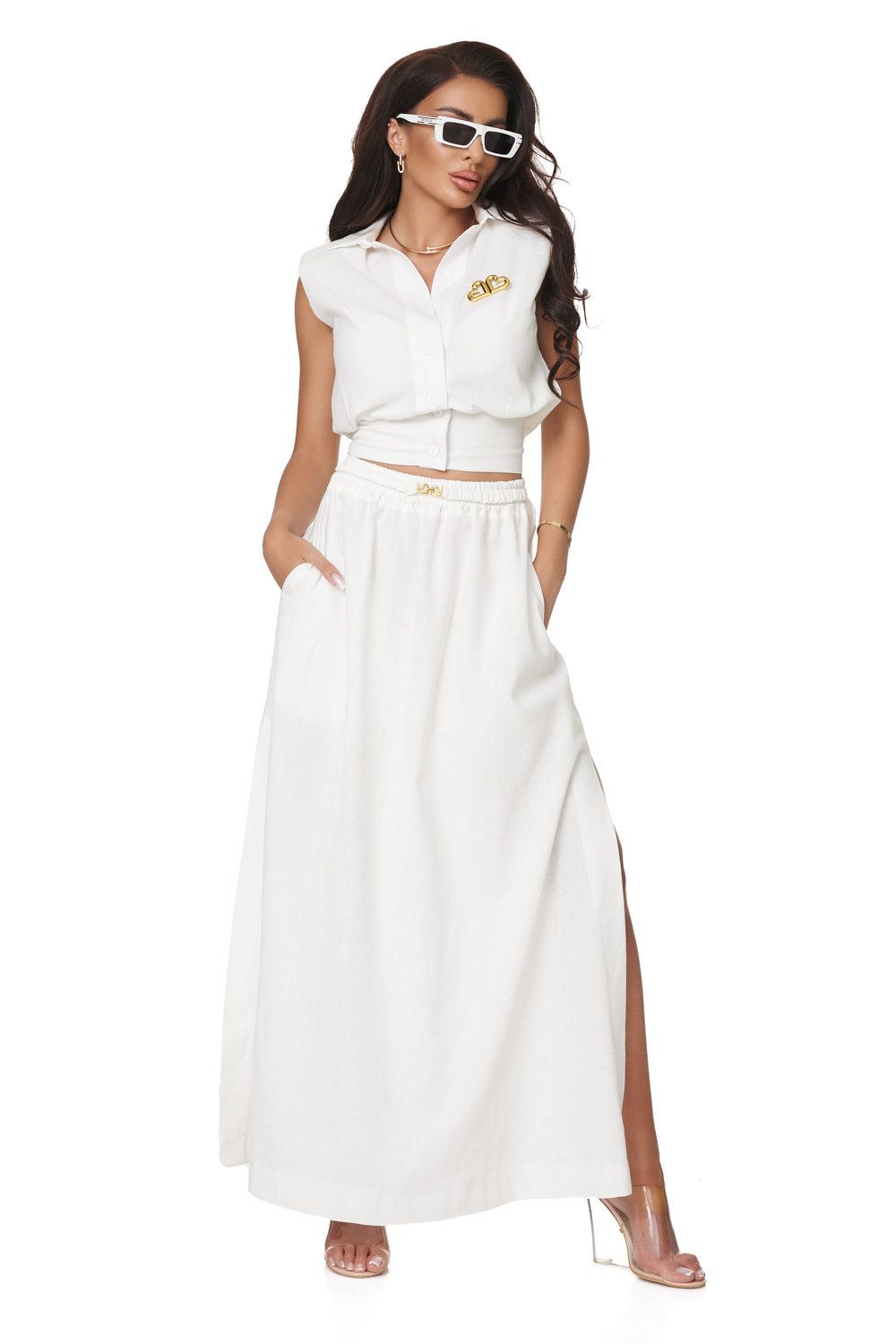 Ghislaine Bogas white casual women's suit