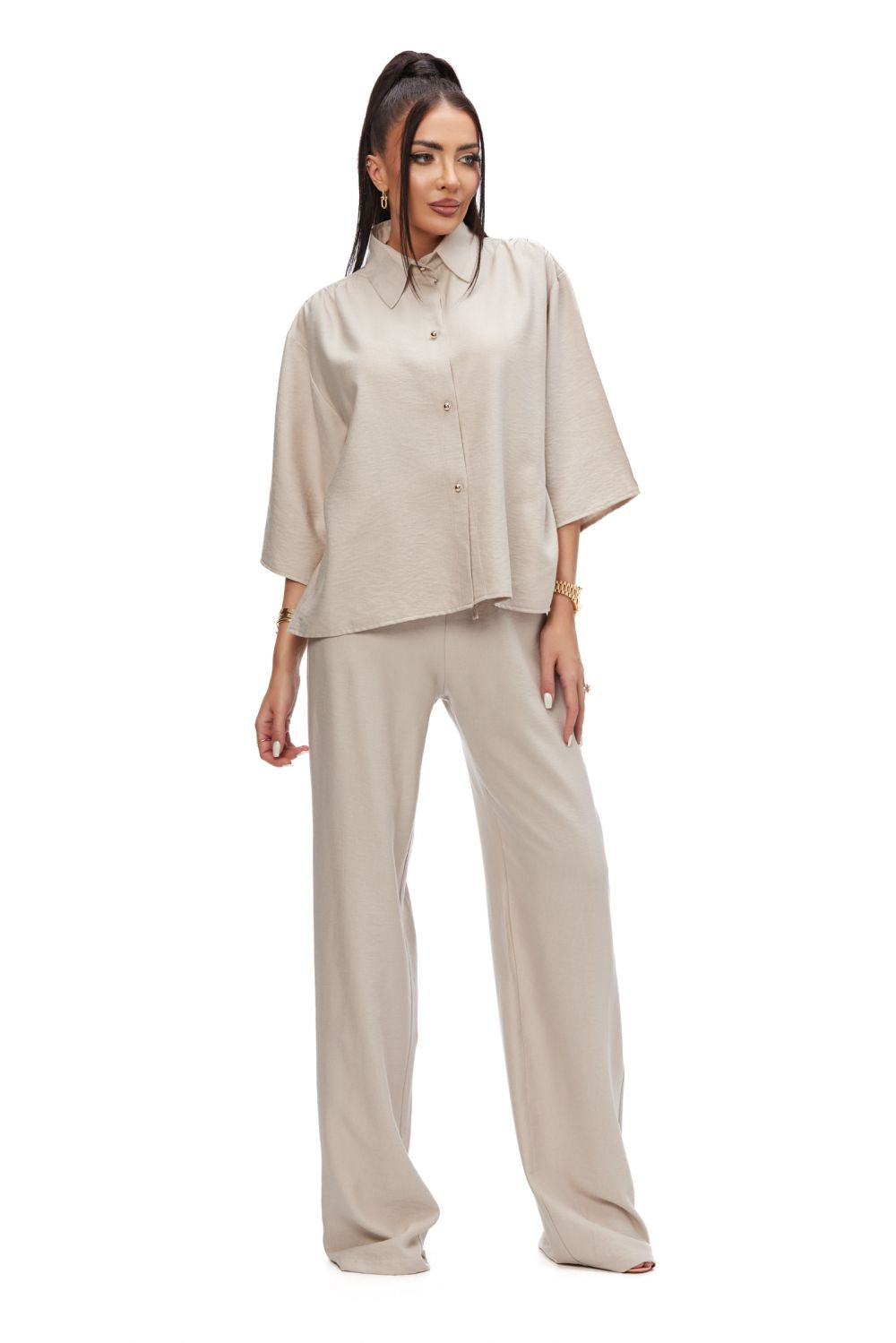 Compleu dama casual bej Sineky Bogas