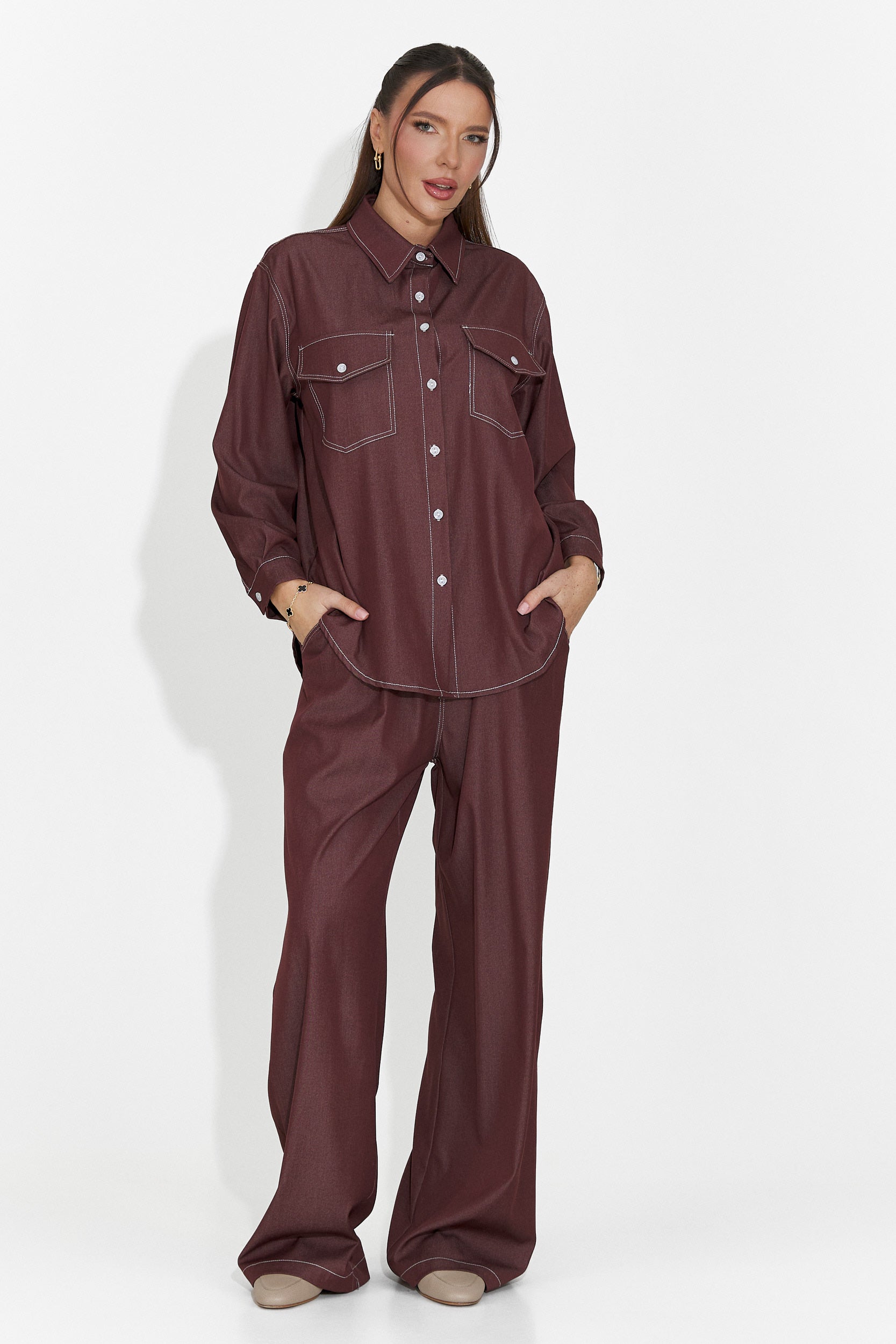 Compleu dama casual burgundy Zunaira Bogas