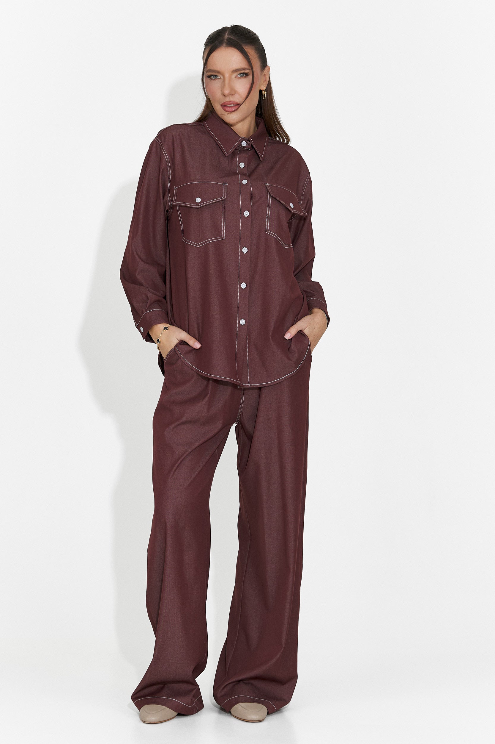 Compleu dama casual burgundy Zunaira Bogas