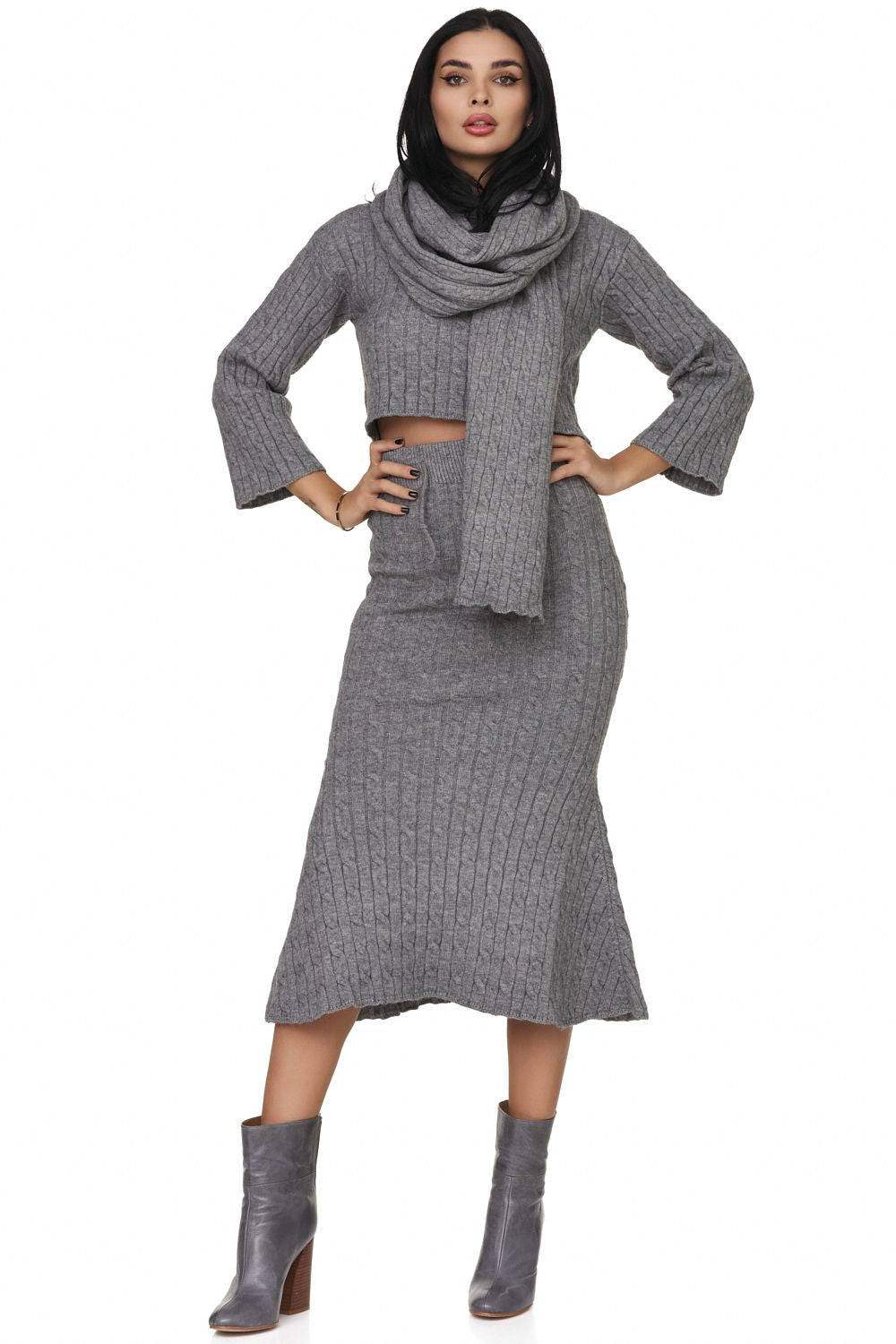 Compleu dama casual gri Hezia Bogas