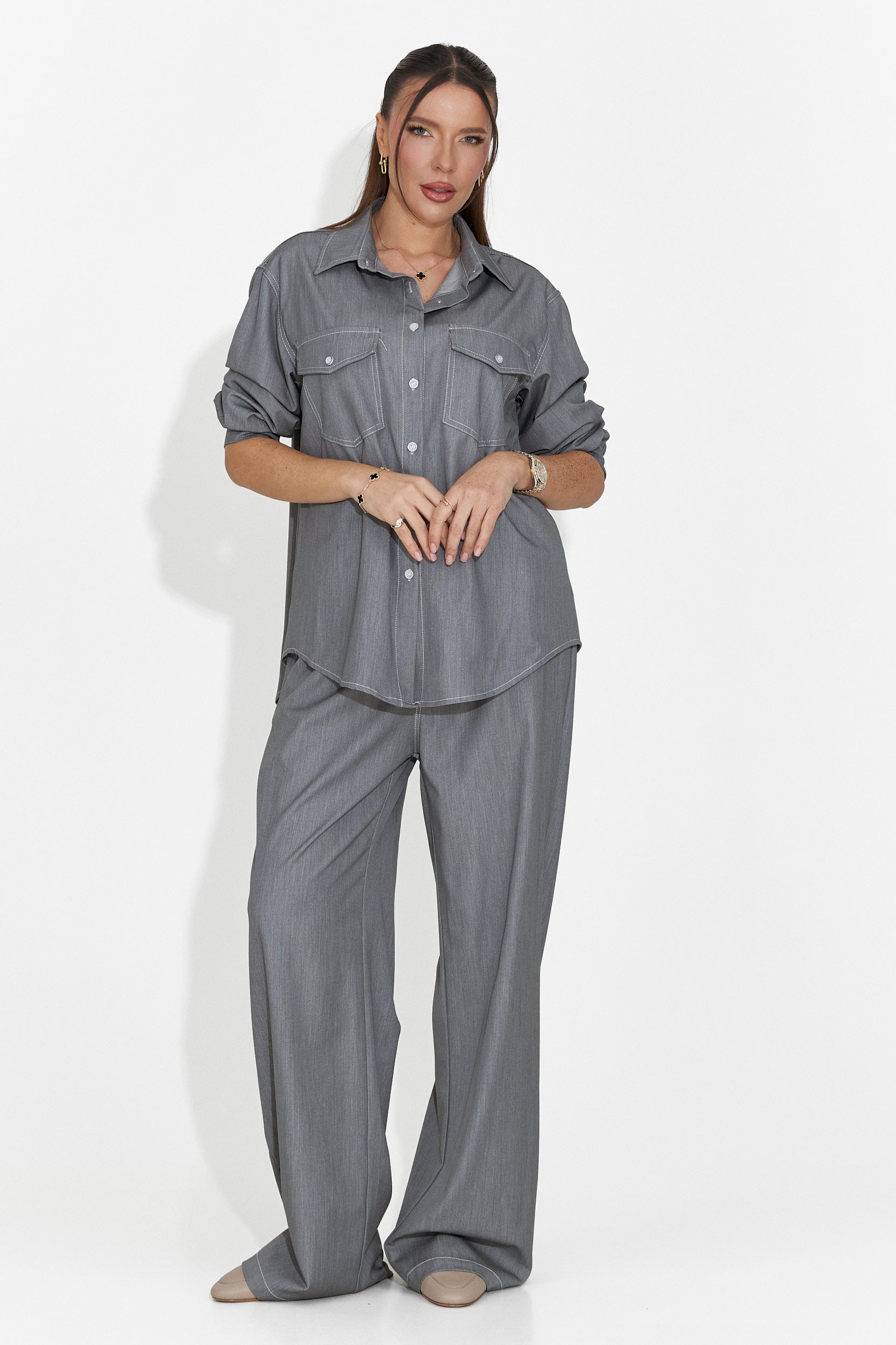 Compleu dama casual gri Zunaira Bogas