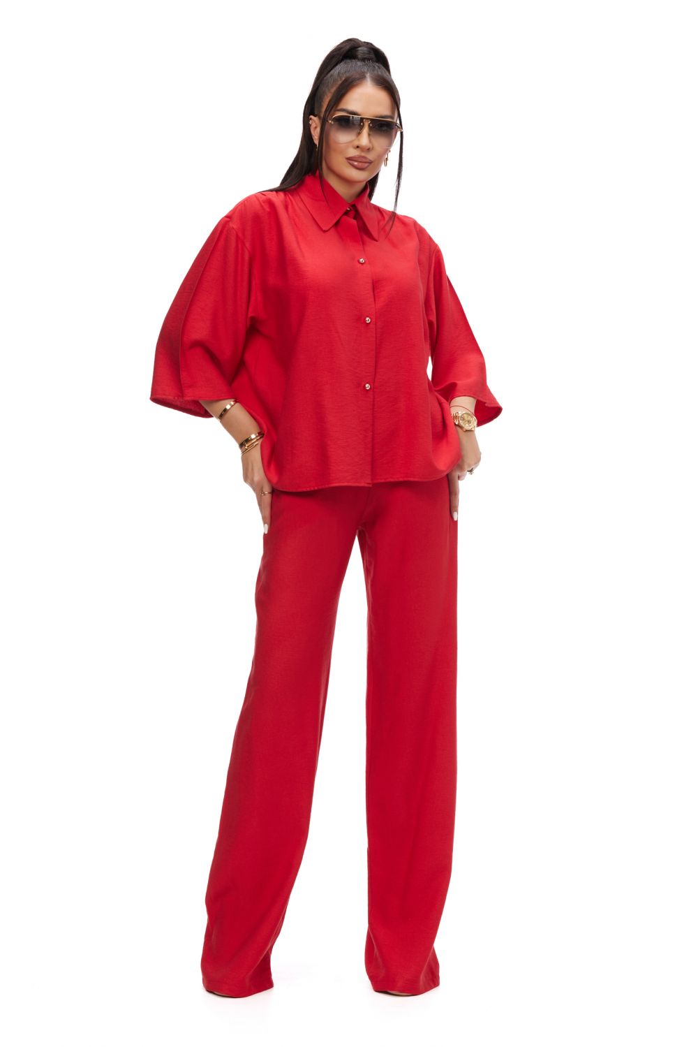 Sineky Bogas red casual ladies suit