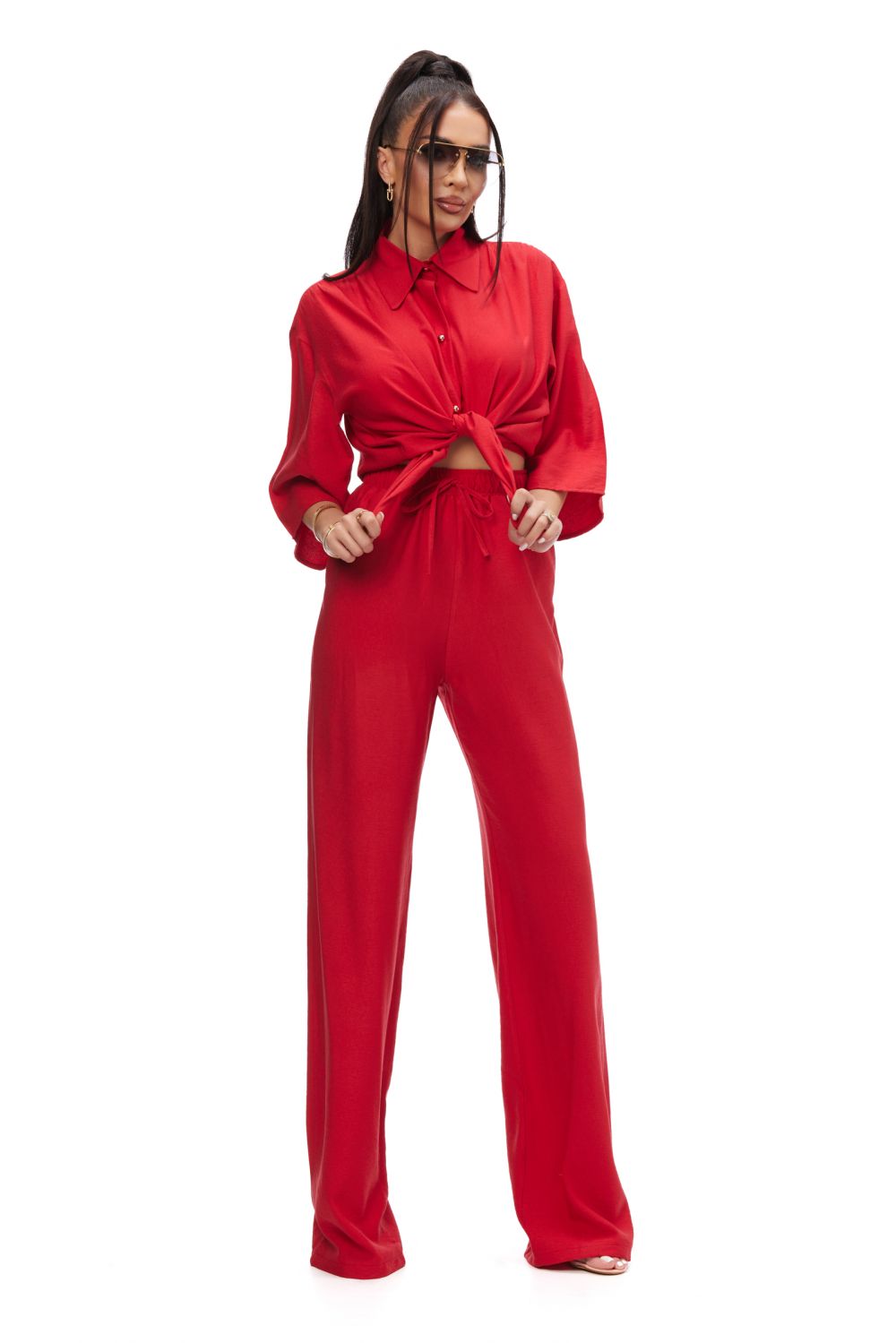 Sineky Bogas red casual ladies suit