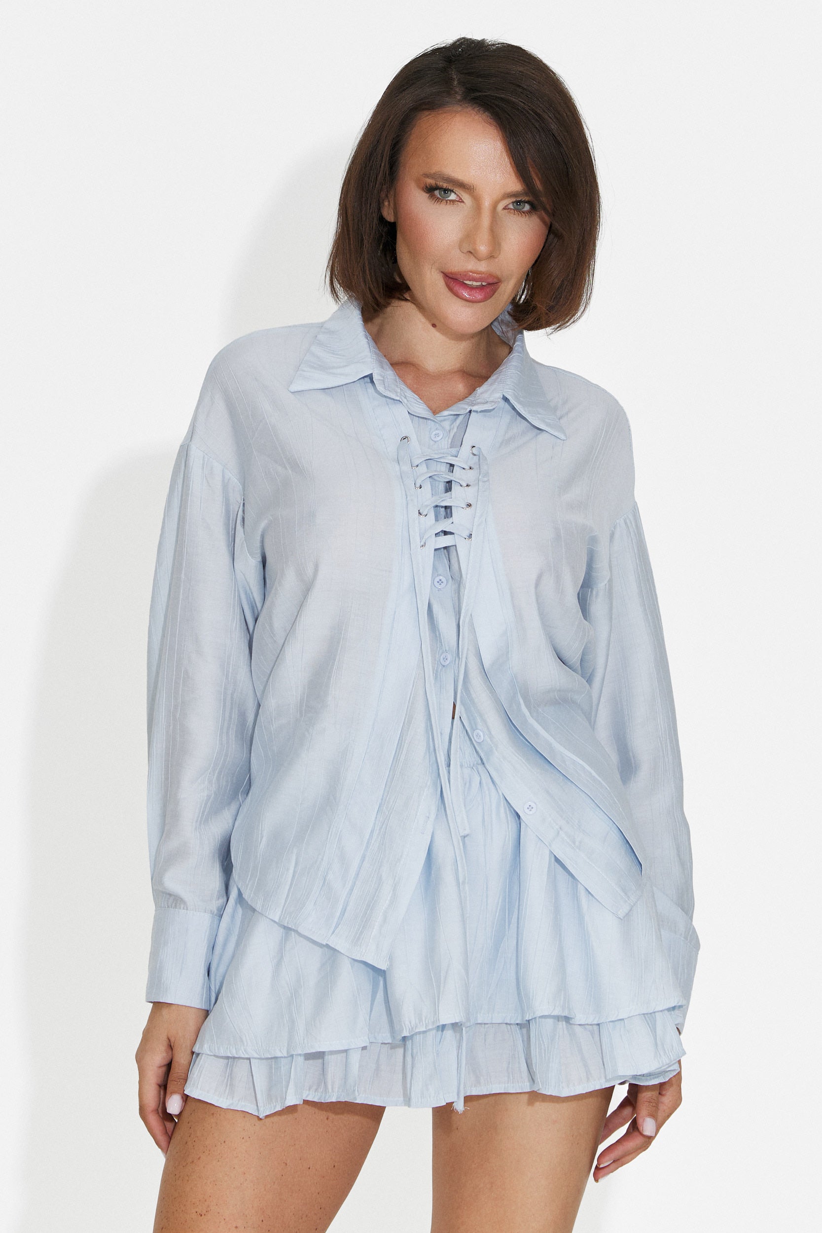 Compleu dama cu fusta pantaloni bleu Setiana Bogas