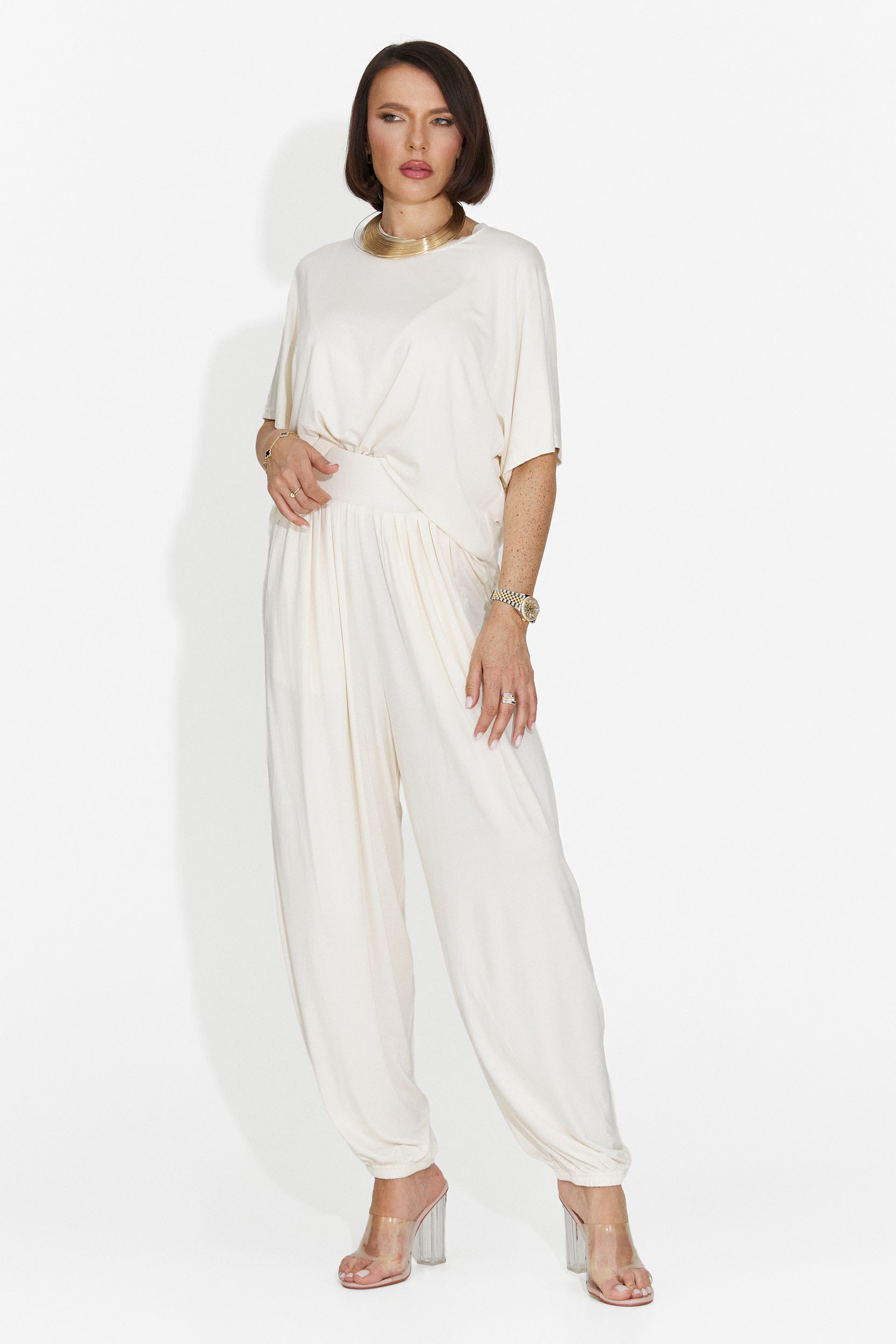 Compleu dama cu pantaloni alb Giuliena Bogas