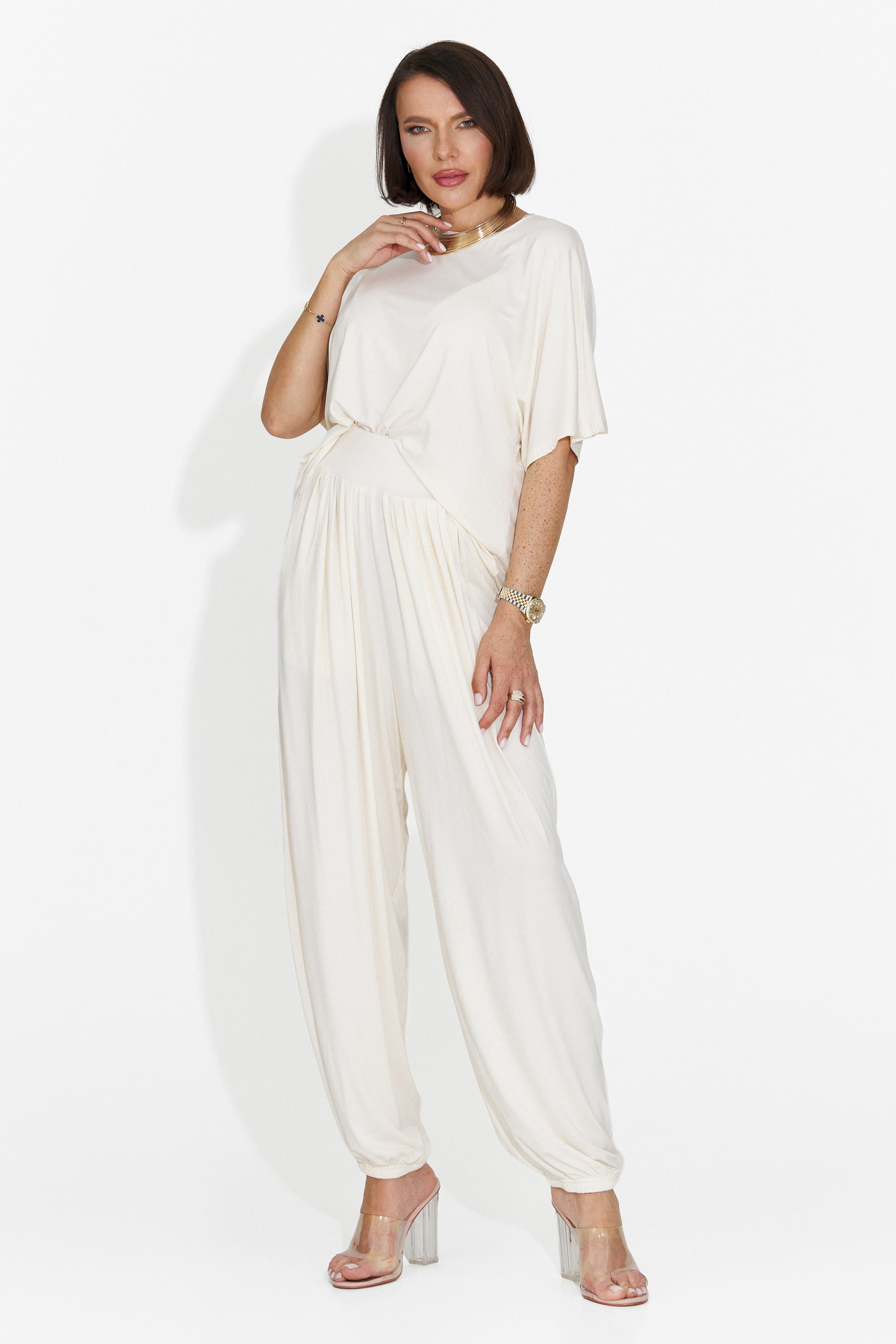 Compleu dama cu pantaloni alb Giuliena Bogas