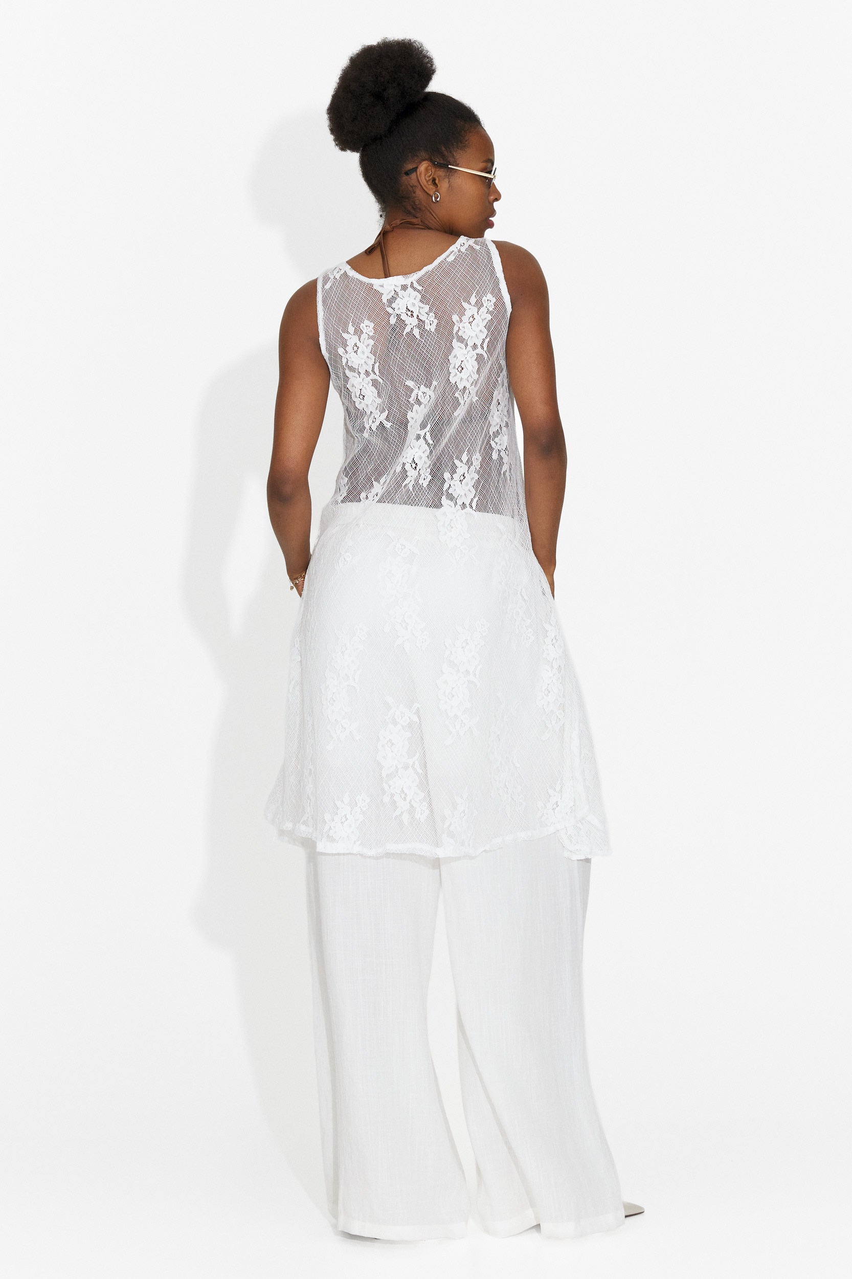 Compleu dama cu pantaloni alb Gladiola Bogas