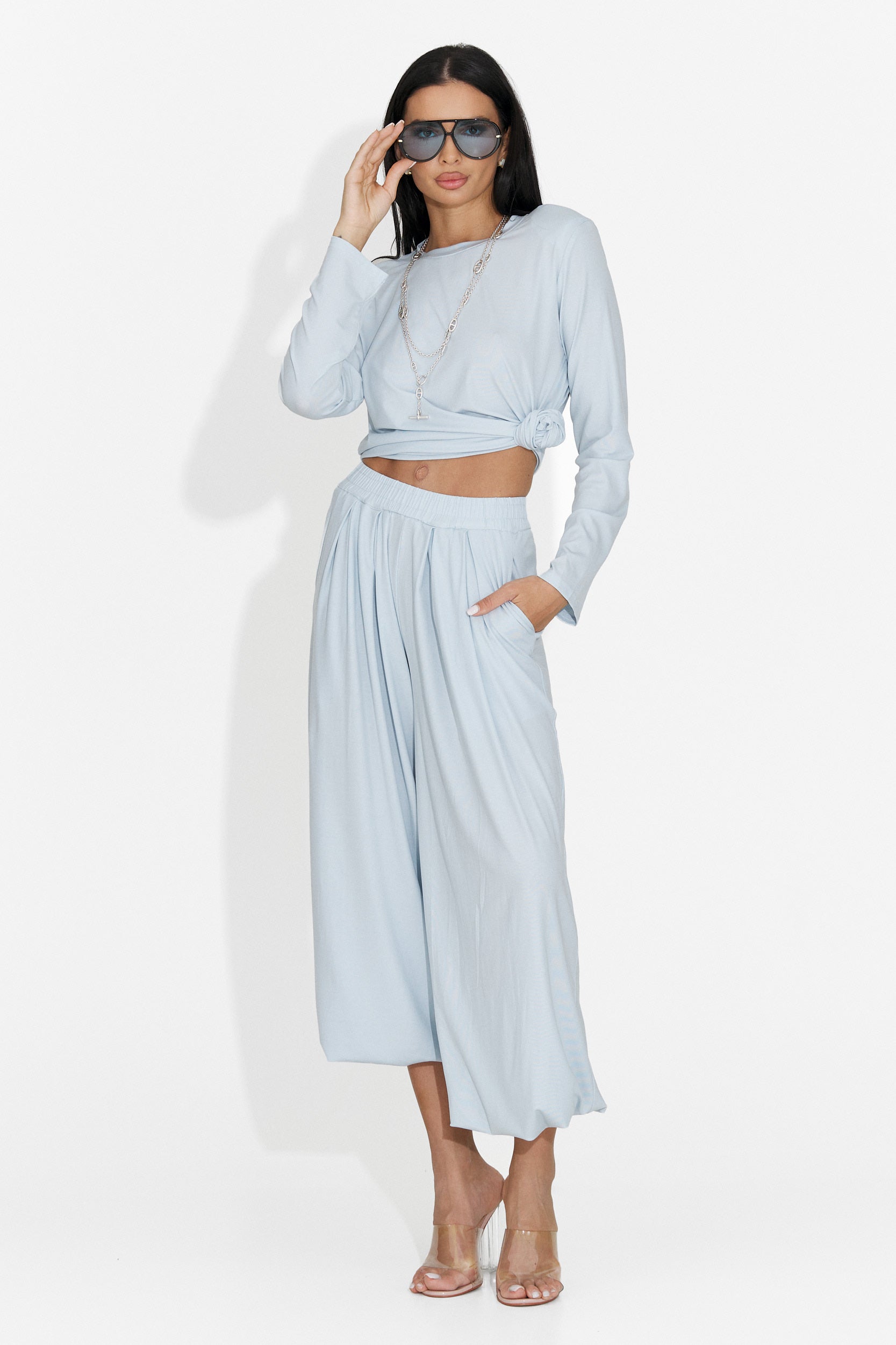 Compleu dama cu pantaloni bleu Namay Bogas
