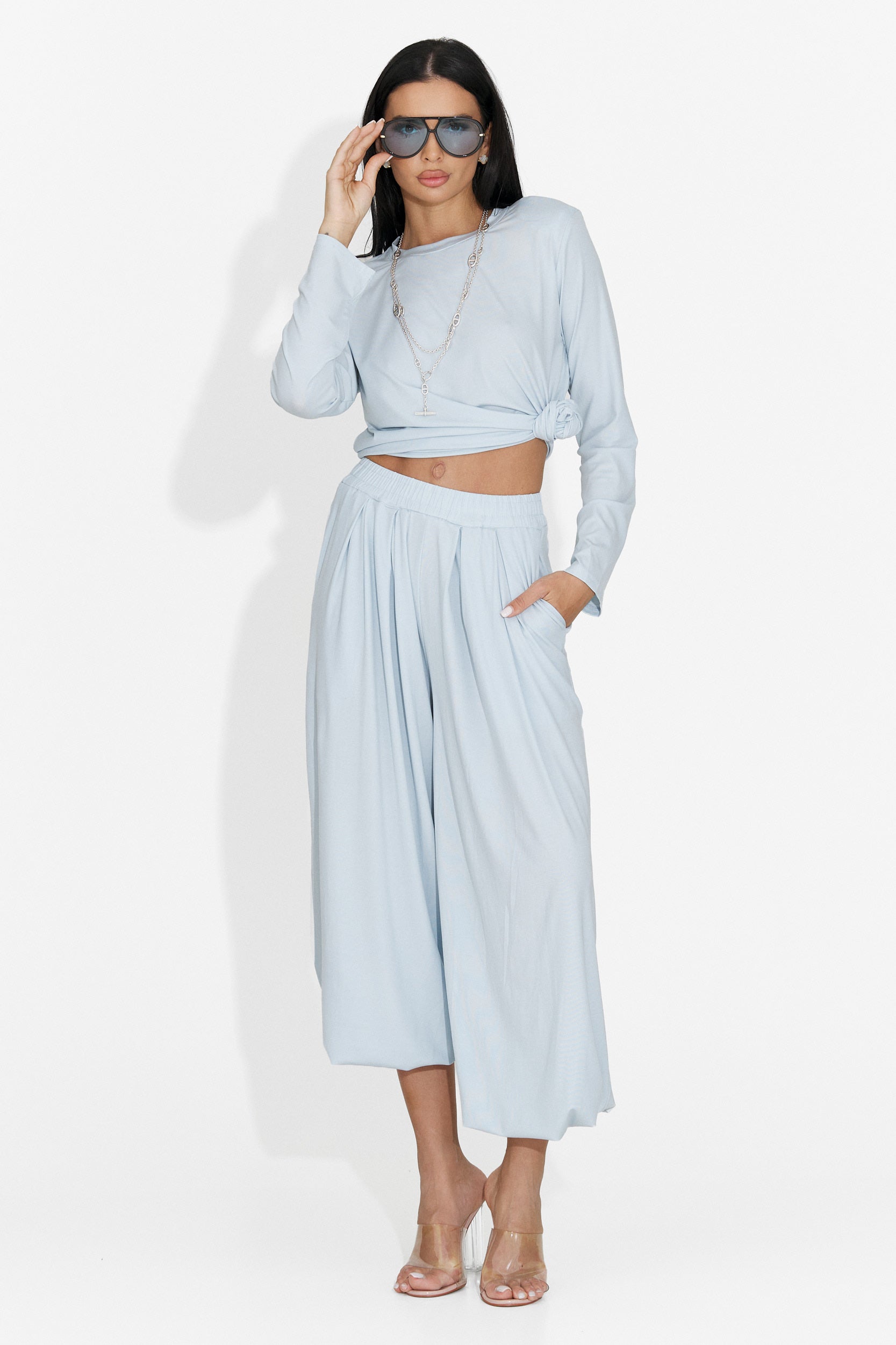 Compleu dama cu pantaloni bleu Namay Bogas