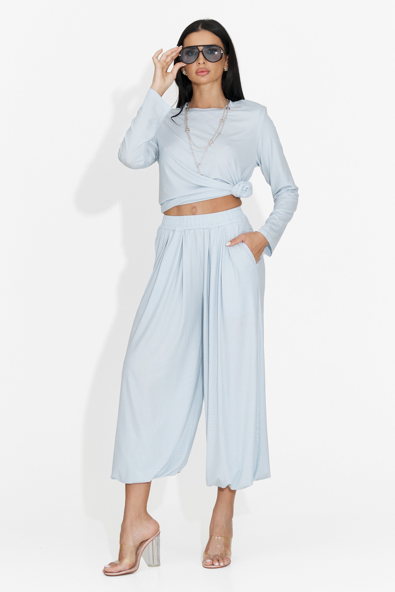 Compleu dama cu pantaloni bleu Namay Bogas